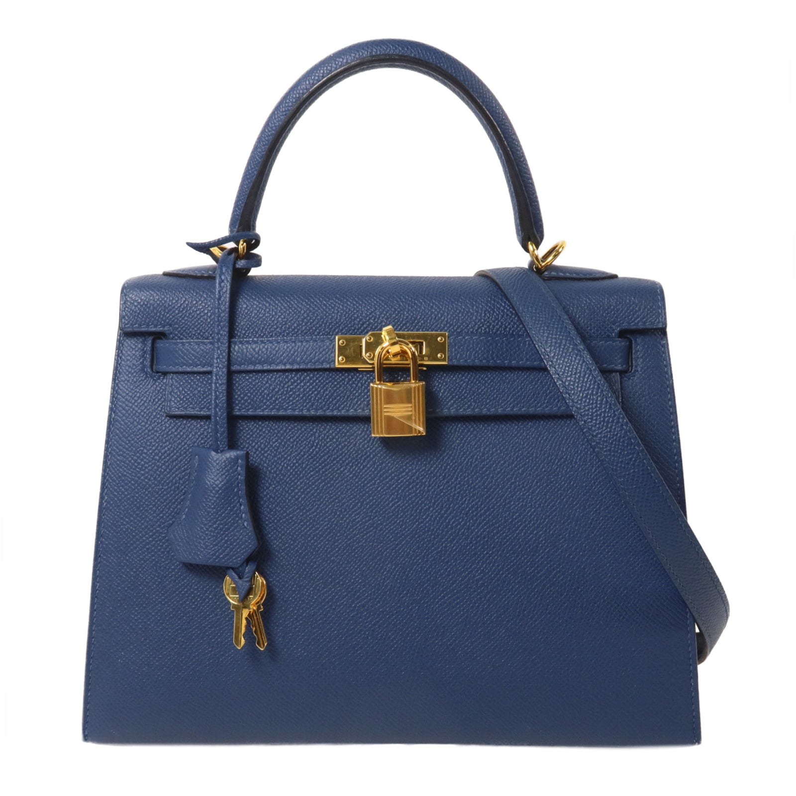 HERMES Epsom皮革皮革Kelly 25手挽肩背兩用袋Deep Blue