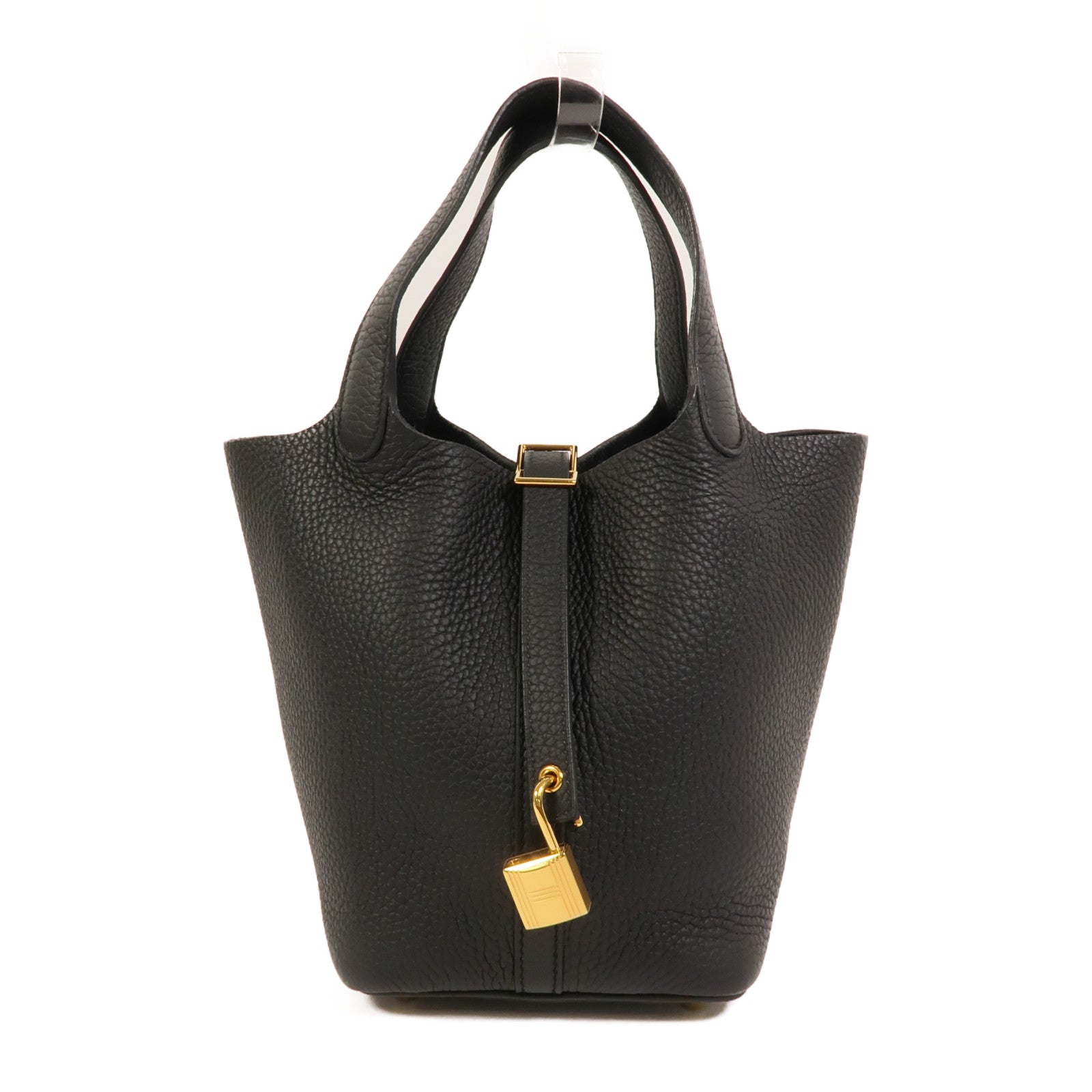 HERMES Clemence皮革Picotin PM手挽袋Noir