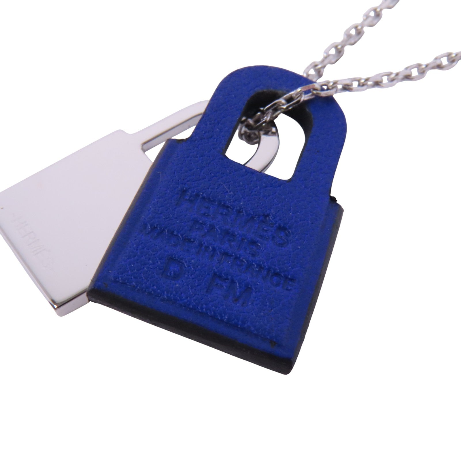 HERMES 牛皮皮革O'Kelly Necklace銀扣項鏈