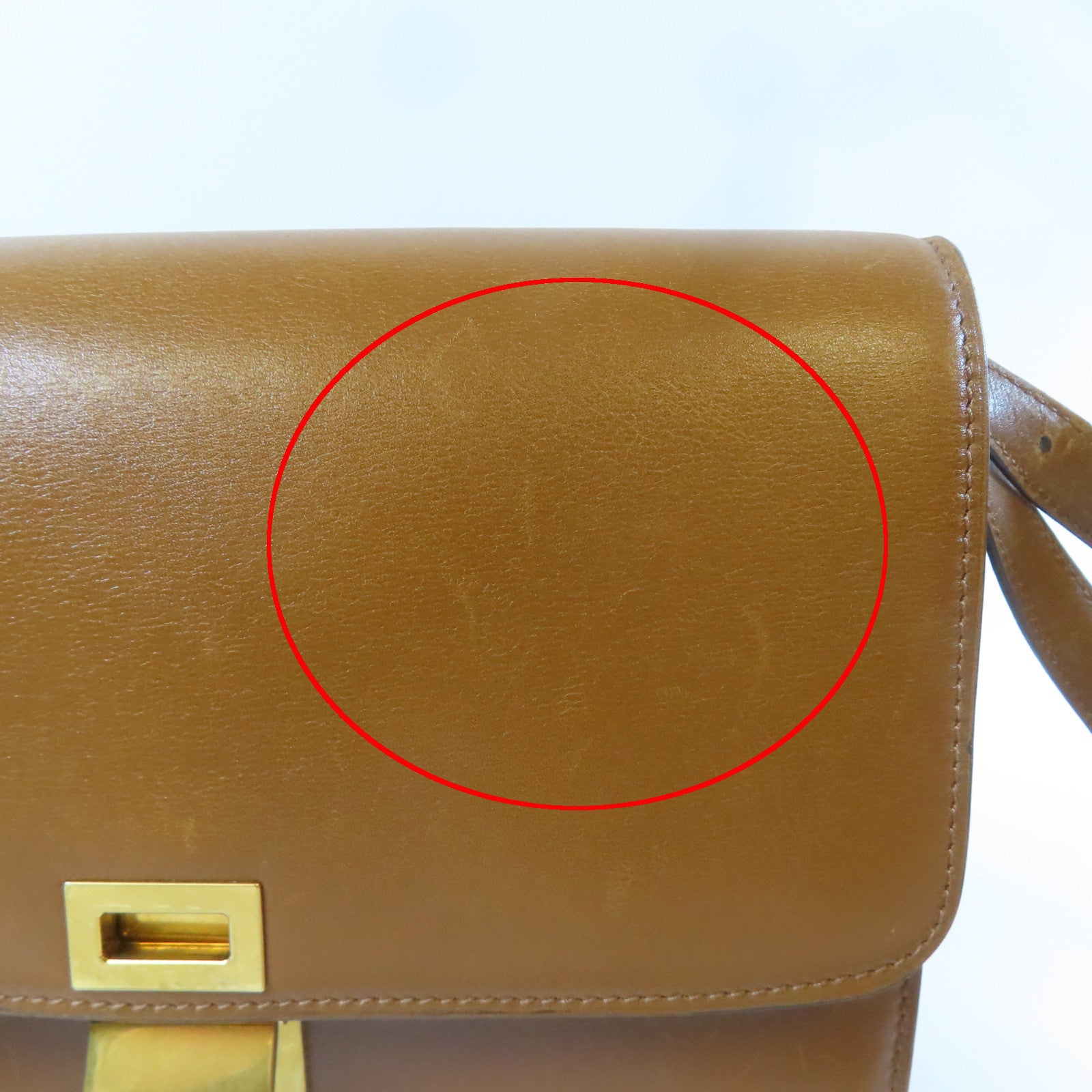 CELINE 牛皮皮革Box Shoulder Bag金扣肩背袋啡色