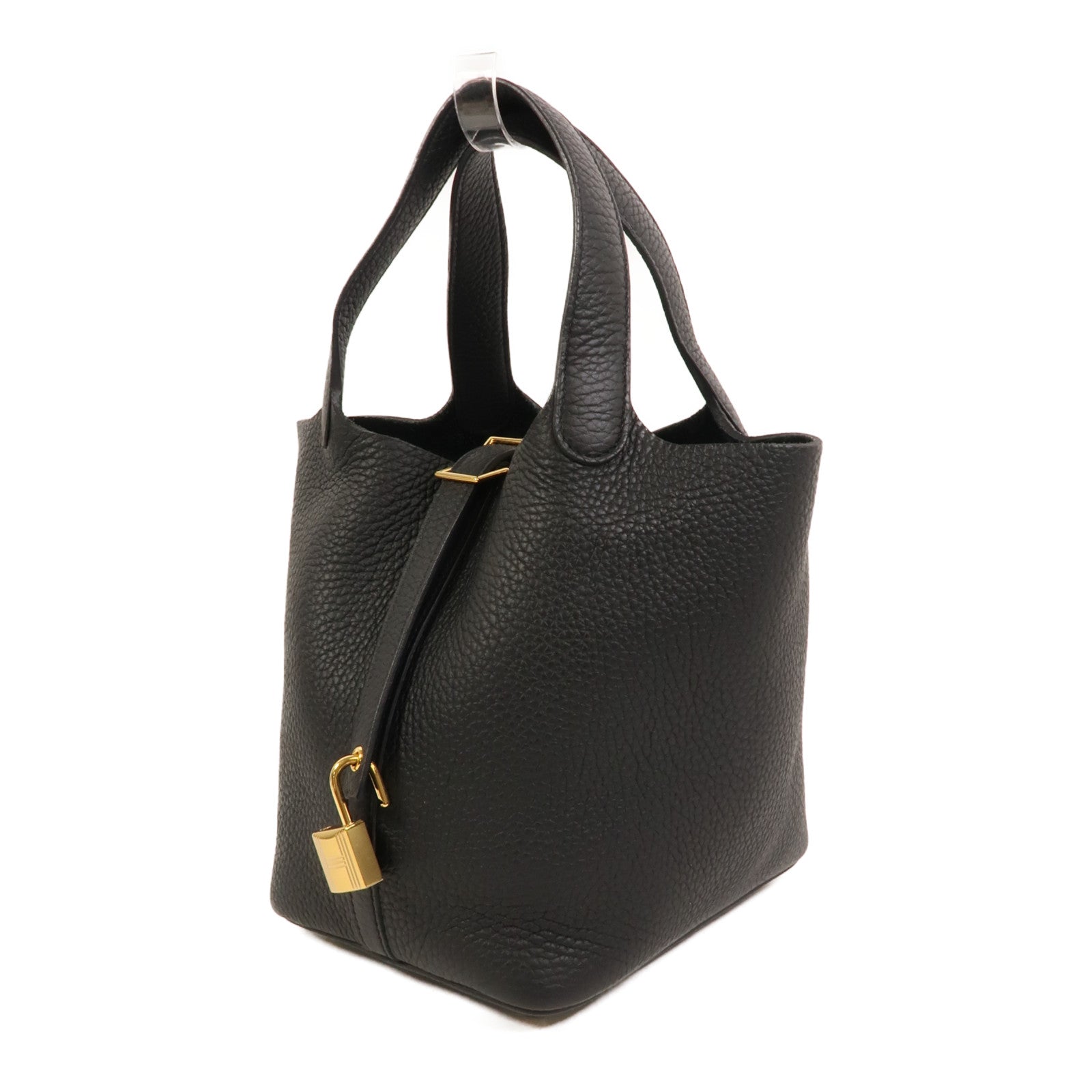 HERMES Clemence皮革Picotin PM手挽袋Noir