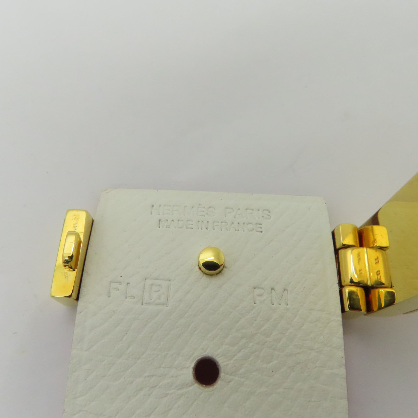 HERMES 【激減優惠】Epsom皮革/Swift皮革Bracelet金扣手鐲白色/橙色