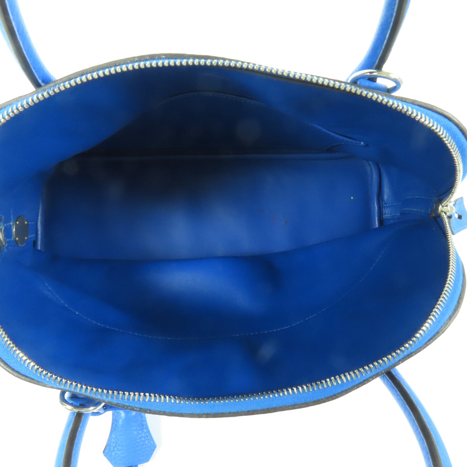 HERMES Clemence皮革Bolide 31銀扣手挽肩背兩用袋/Bleu Zanzibar
