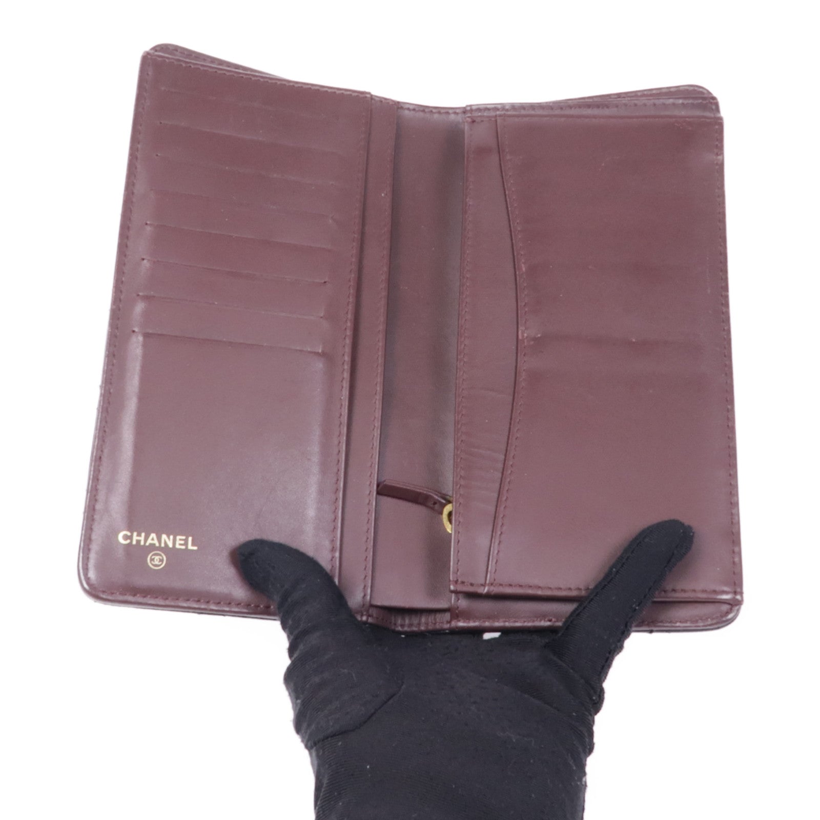 CHANEL 牛皮皮革Long Wallet金扣長錢包