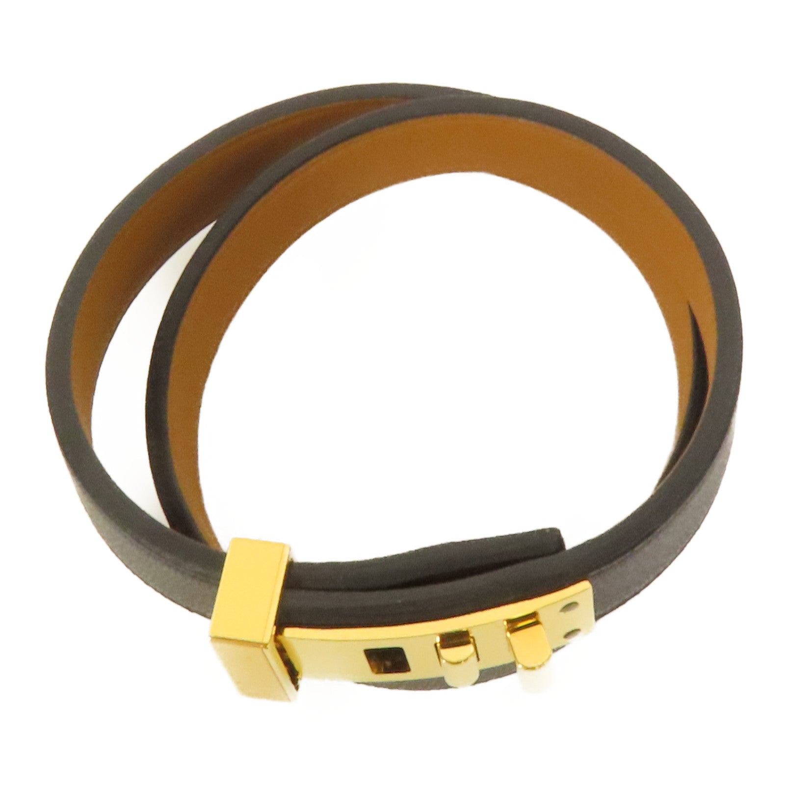 HERMES Swift皮革Mini Dog Bracelet金扣手帶