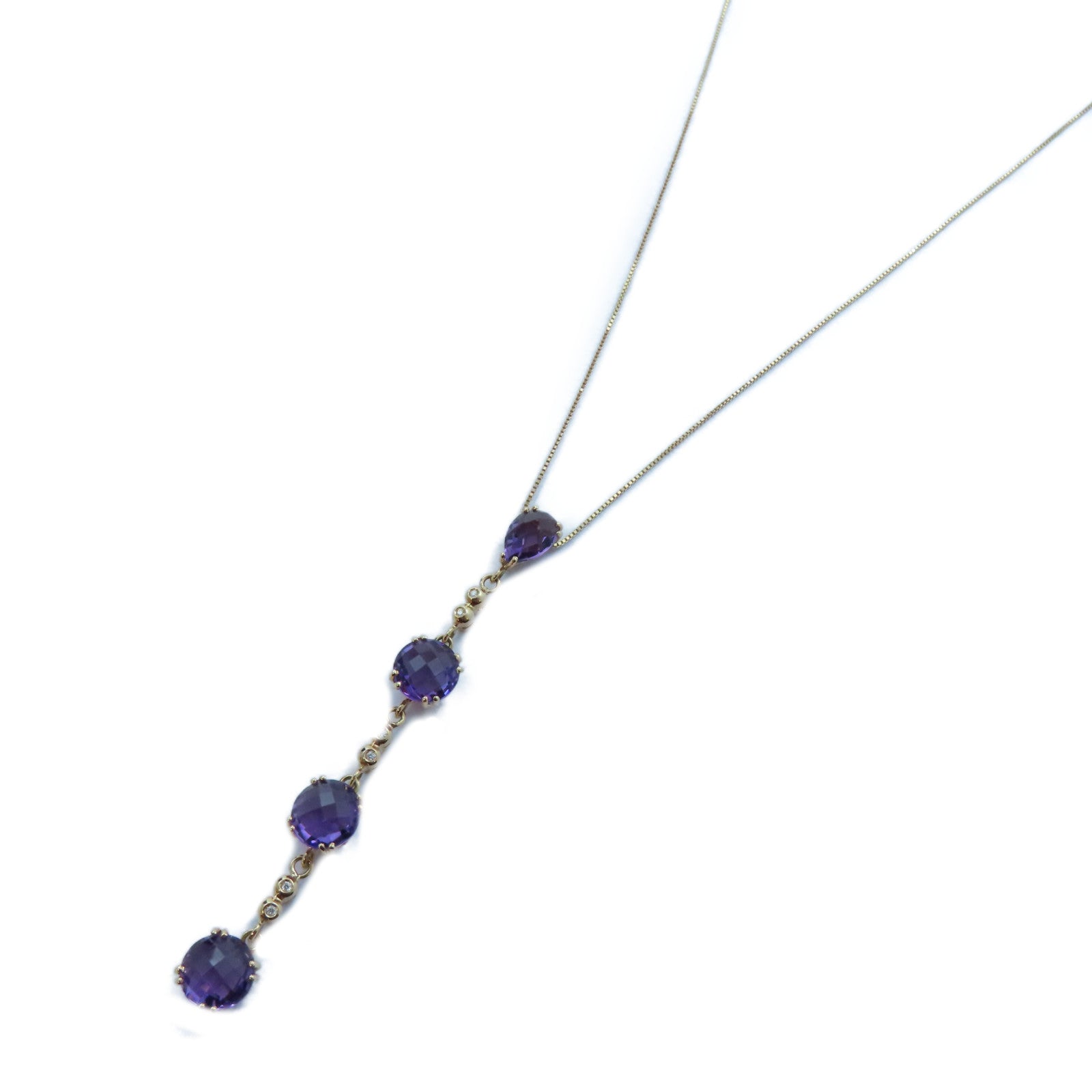 JEWELRY 18K黃金Amethyst/Diamond Necklace紫晶/0.03ct鑽石項鍊#40cm