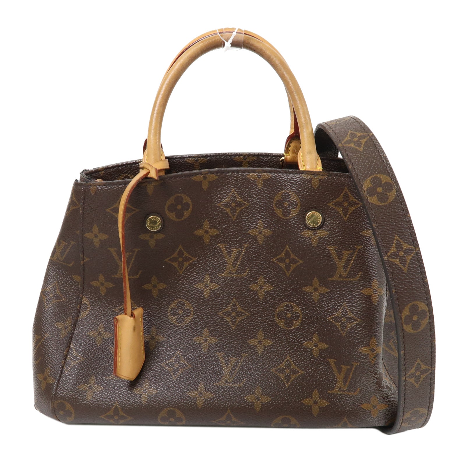 LOUIS VUITTON Monogram Montaigne BB金扣手挽肩背兩用袋棕色