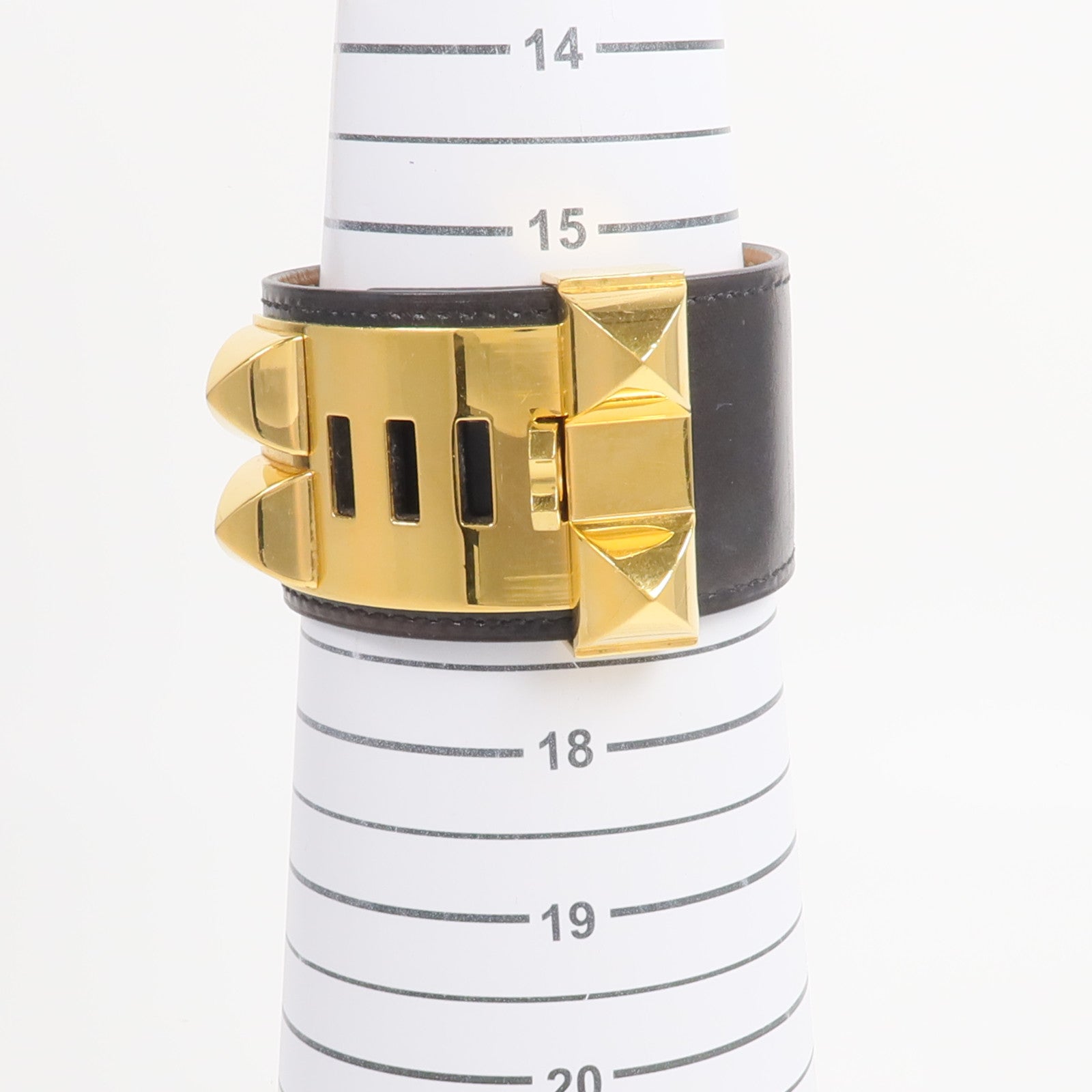 HERMES Box Calf皮革Collier de Chien手鐲Noir