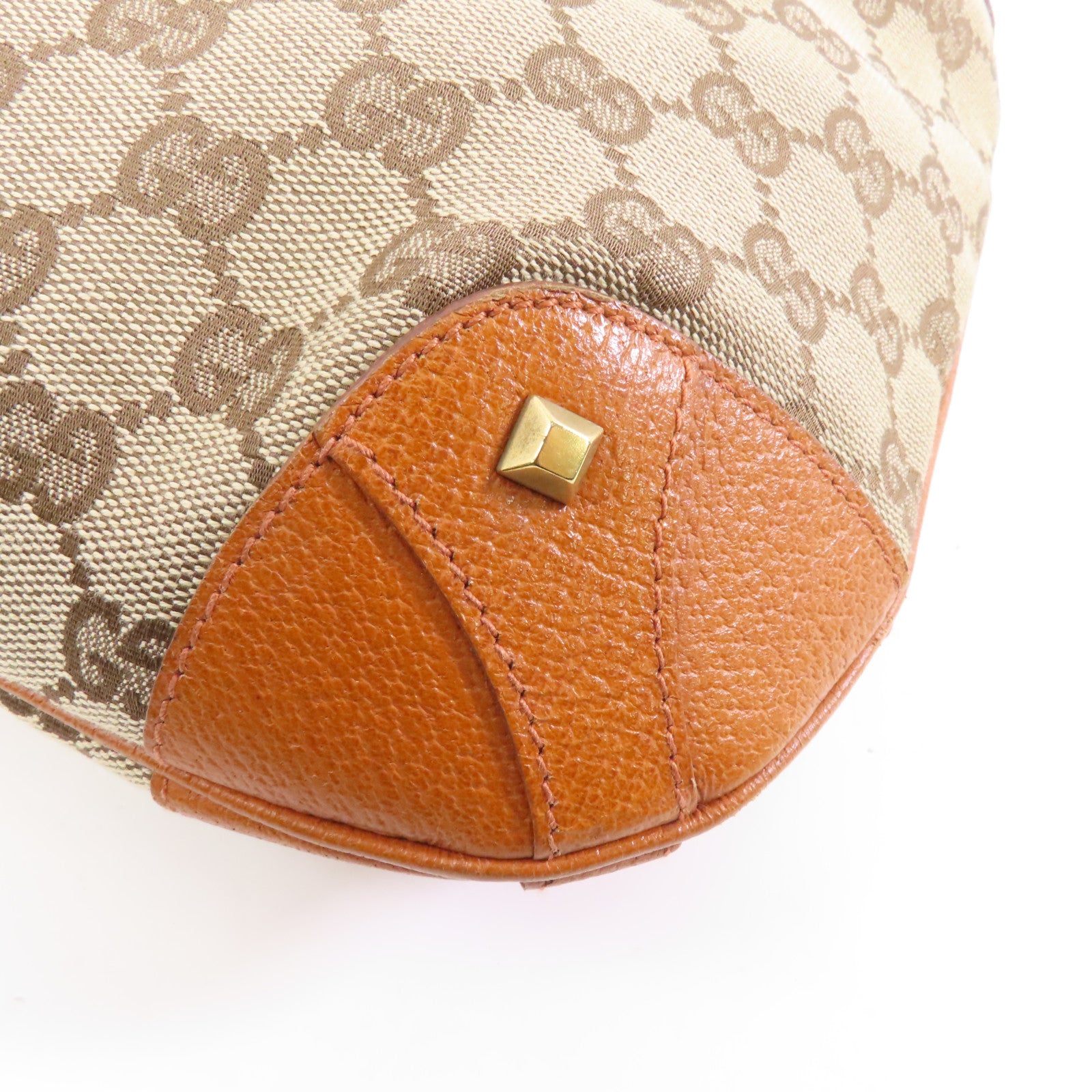 GUCCI 帆布/牛皮皮革Shoulder Bag金扣肩背袋啡色