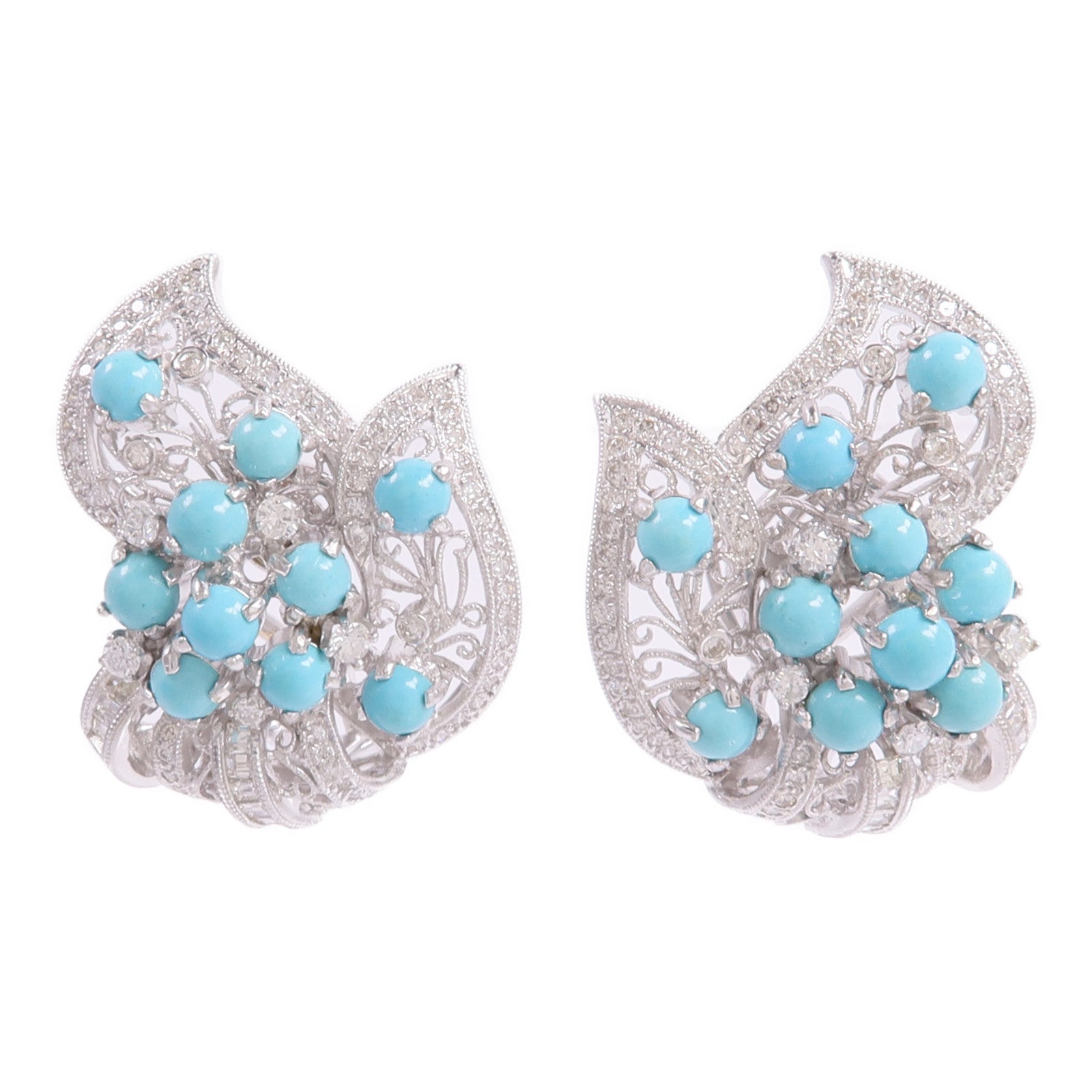 JEWELRY 18K白金Turquoise Diamond Earrings綠松石/鑽石耳環