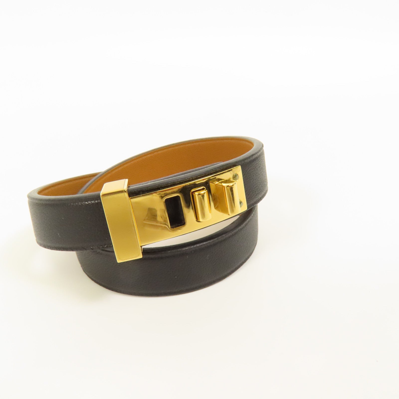 HERMES Swift皮革Mini Dog Bracelet金扣手帶