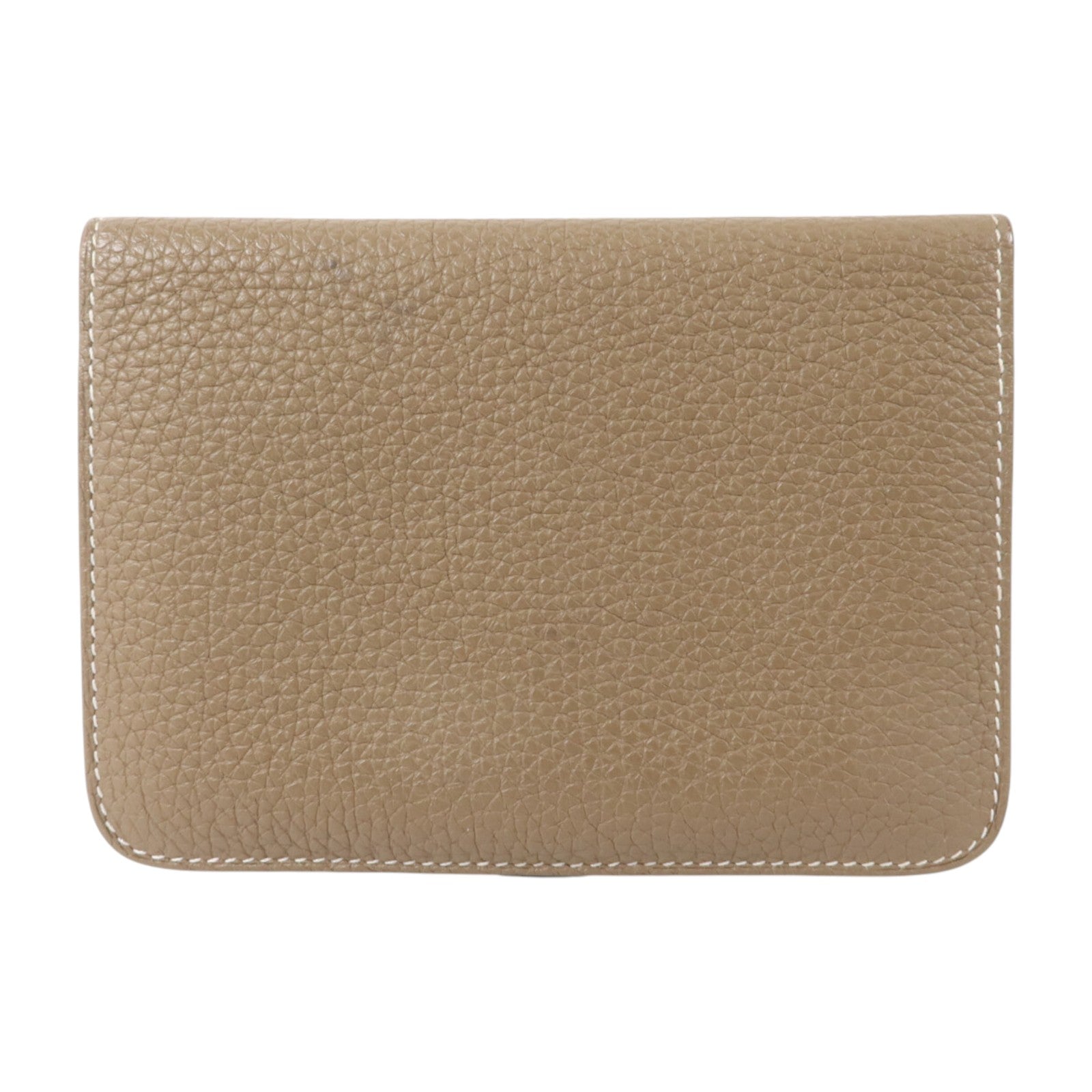 HERMES Togo皮革Dogon Compact Wallet銀扣錢包Etoupe