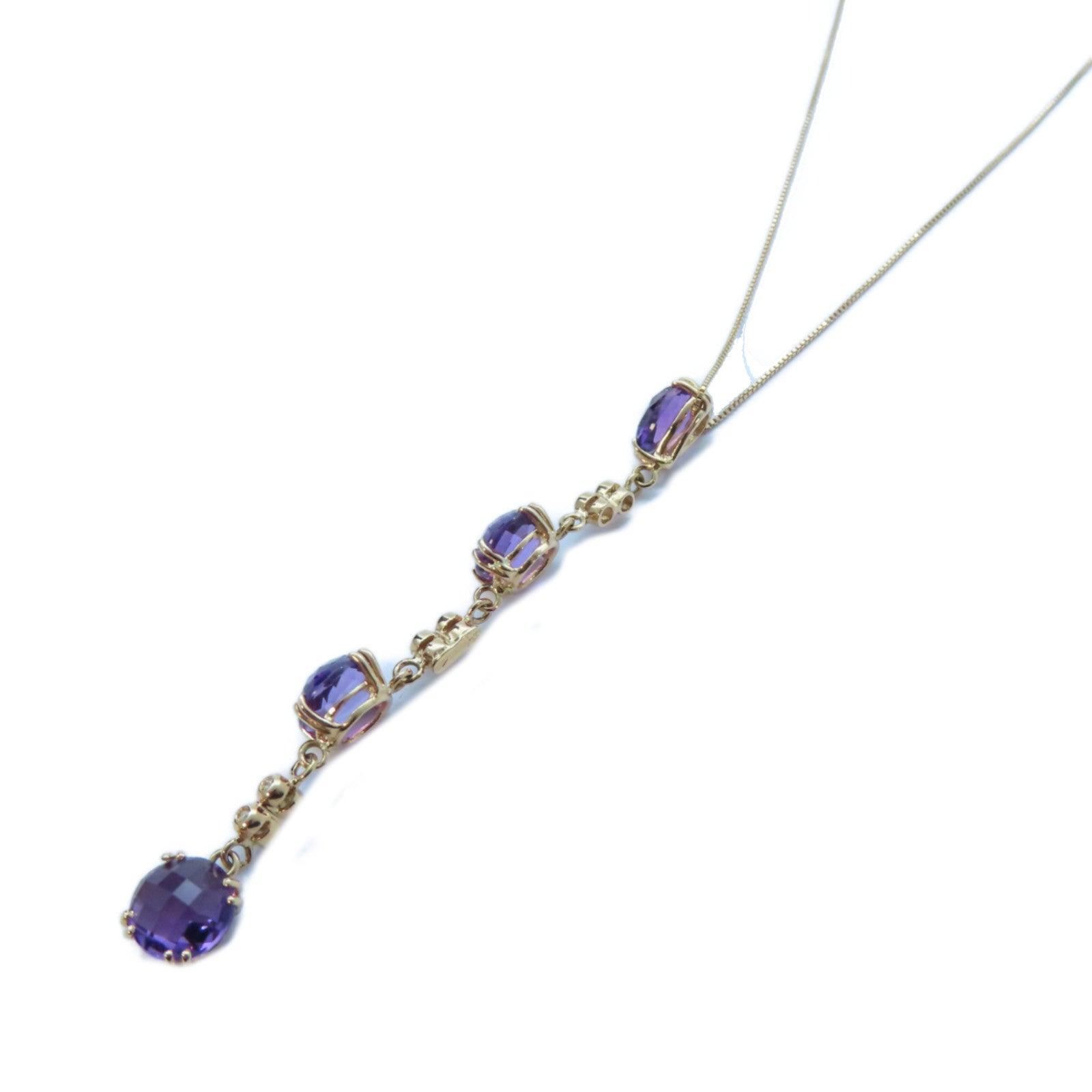 JEWELRY 18K黃金Amethyst/Diamond Necklace紫晶/0.03ct鑽石項鍊#40cm