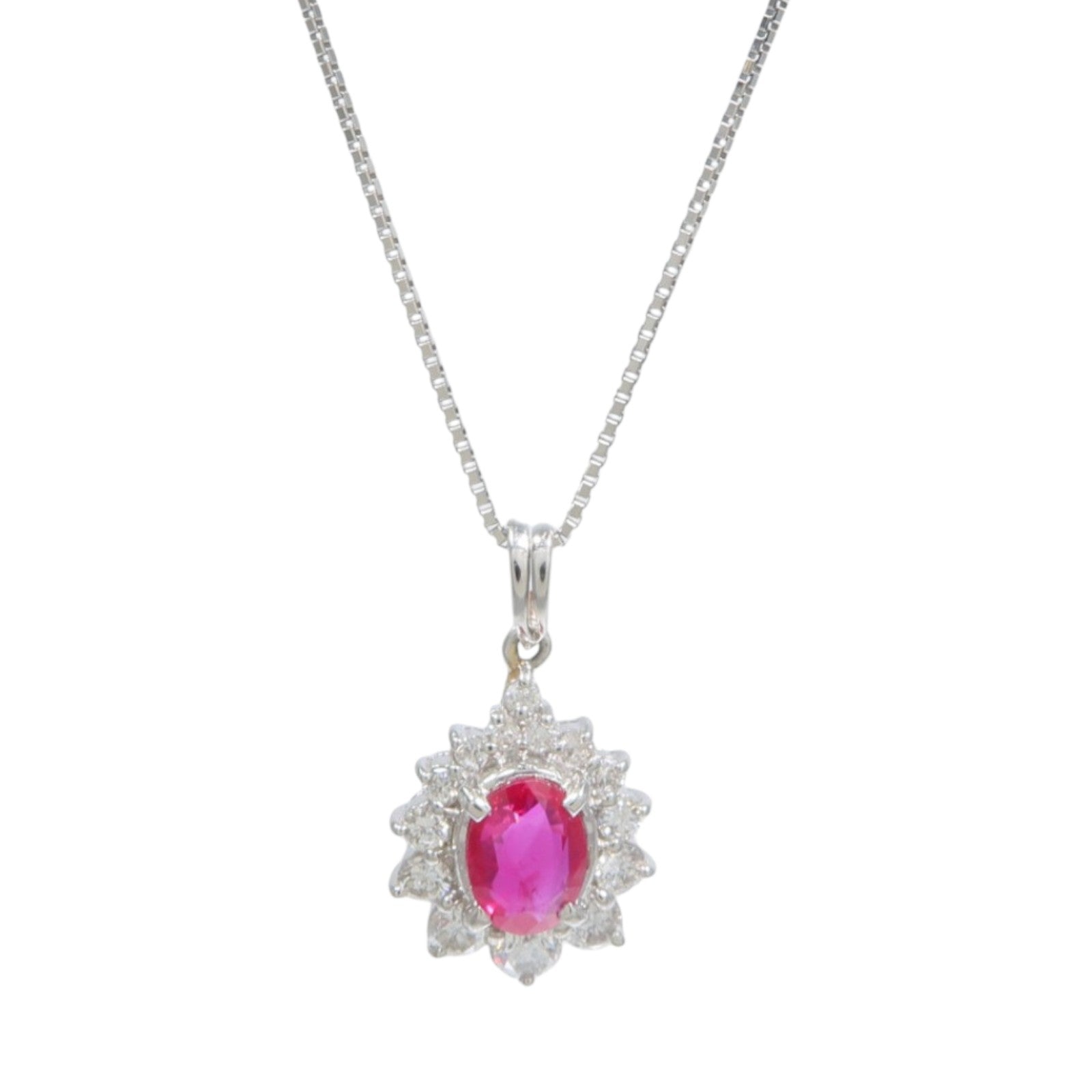 JEWELRY PT900/PT850鉑金Ruby Diamond Necklace紅寶石/鑽石項鍊