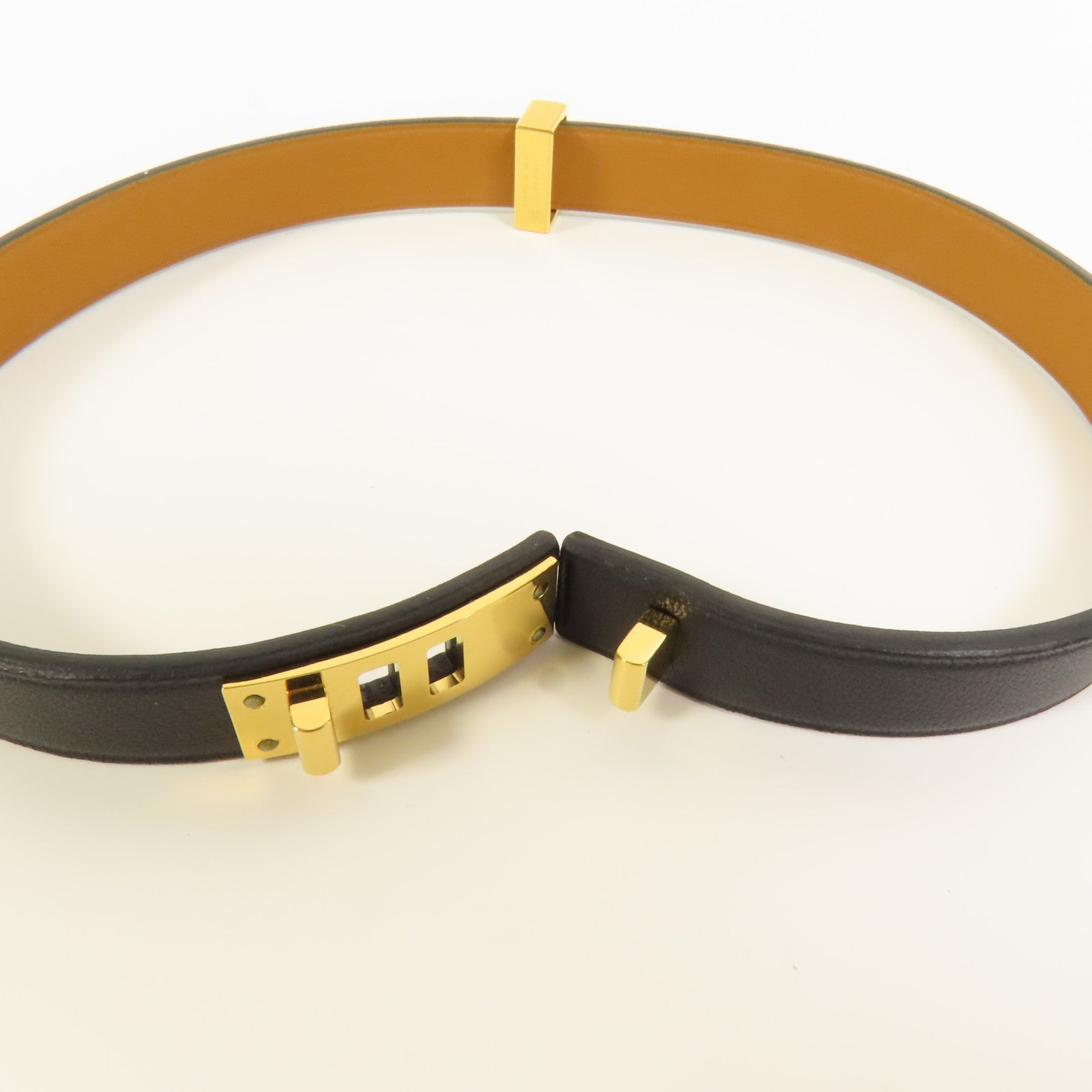 HERMES Swift皮革Mini Dog Bracelet金扣手帶