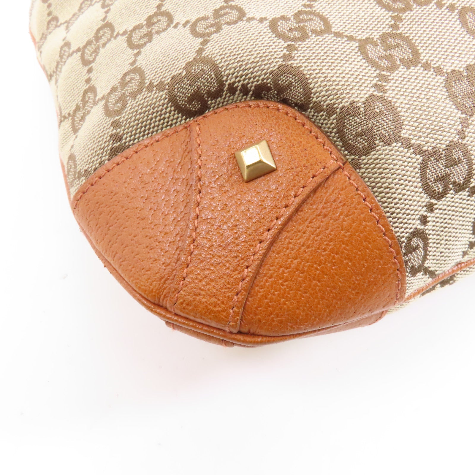 GUCCI 帆布/牛皮皮革Shoulder Bag金扣肩背袋啡色