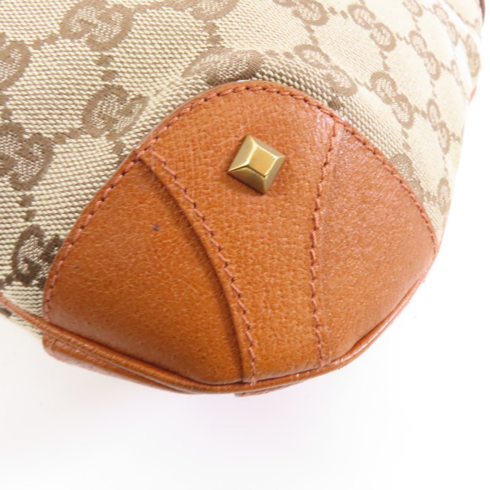 GUCCI 帆布/牛皮皮革Shoulder Bag金扣肩背袋啡色