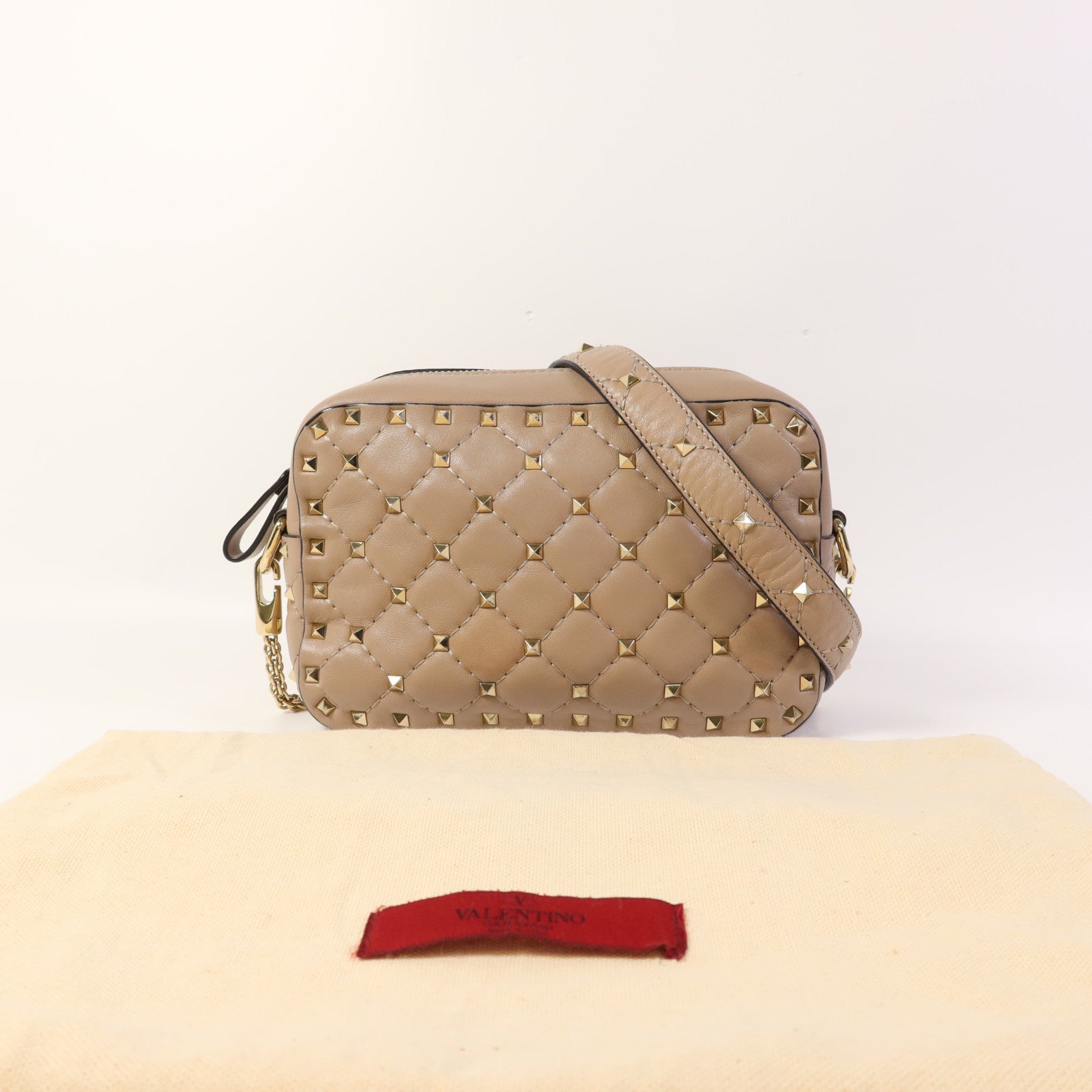 Valentino 牛皮皮革Shoulder Bag金扣肩背袋