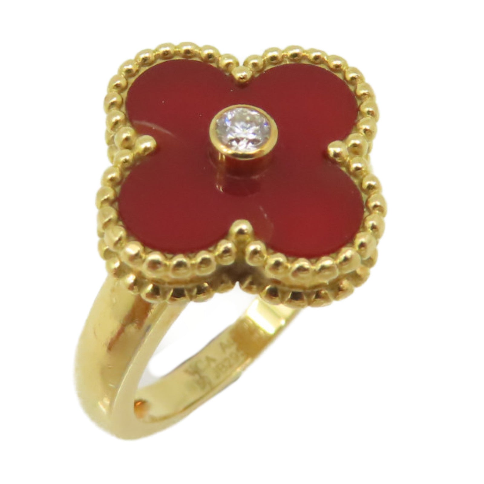 Van Cleef & Arpels 【激減優惠】18K黃金/紅玉髓/鑽石Vintage Alhambra Ring戒指紅色/金色#50/US#5