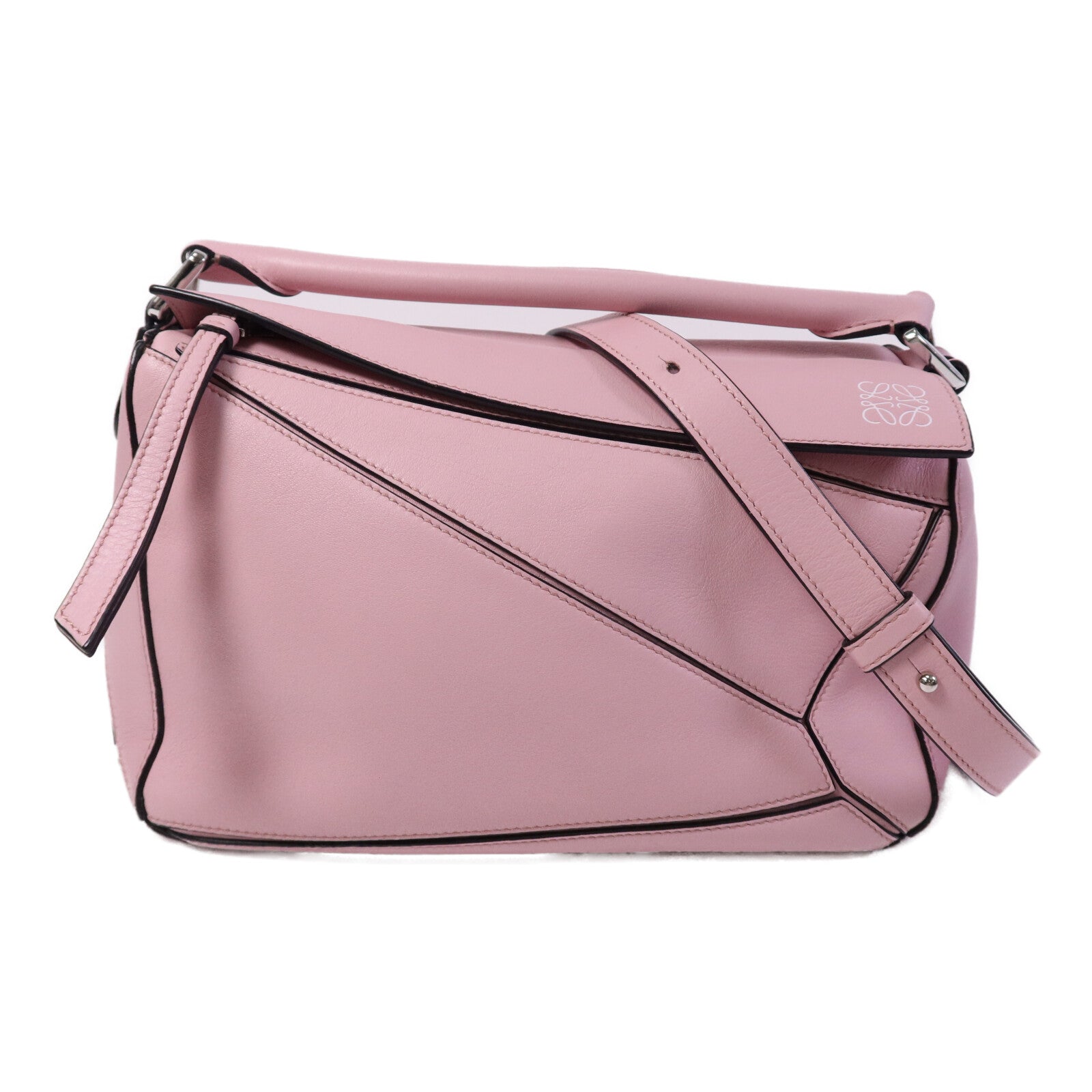 LOEWE 牛皮皮革Puzzle Small銀扣手挽肩背兩用袋