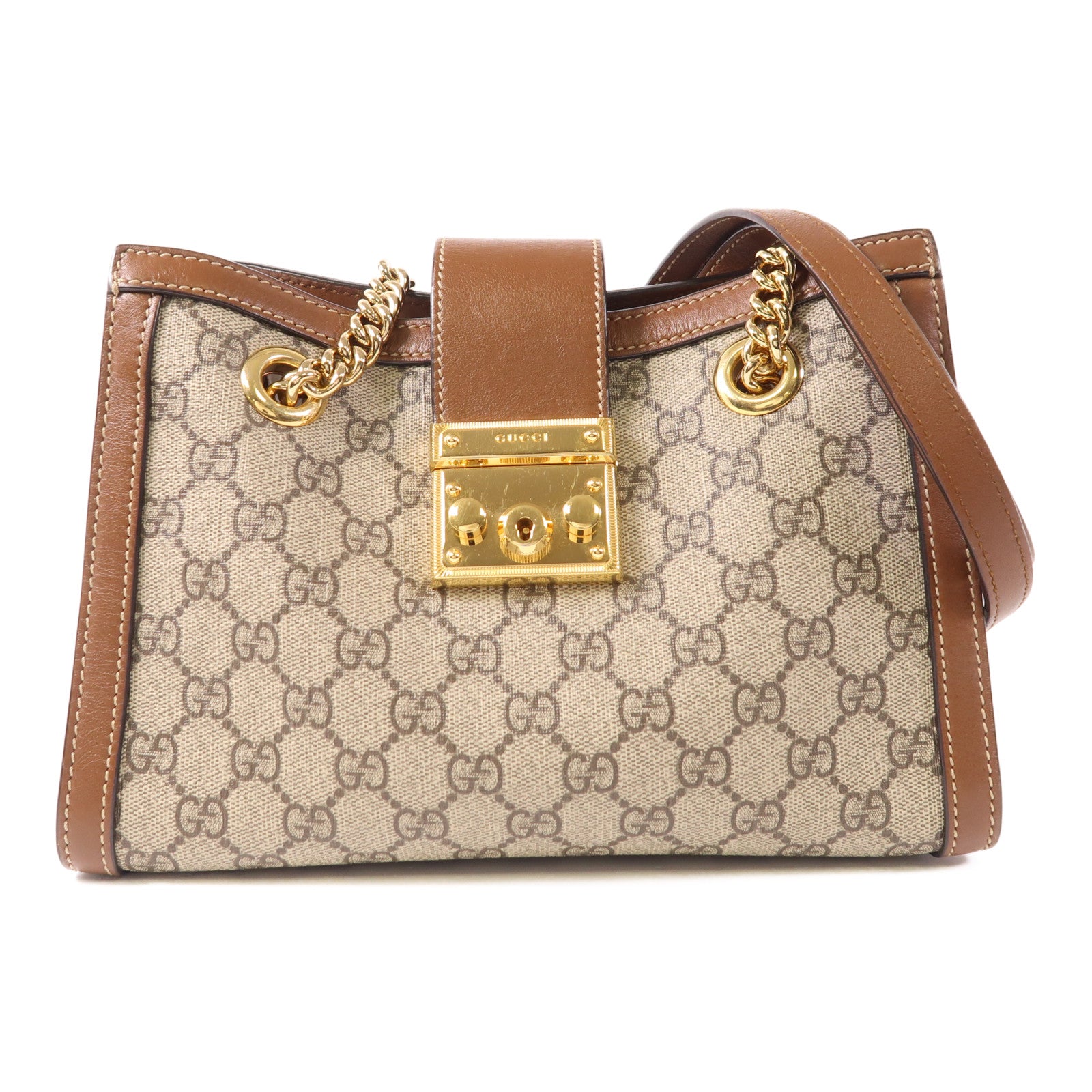 GUCCI 塗層帆布Padlock Tote金扣肩背袋