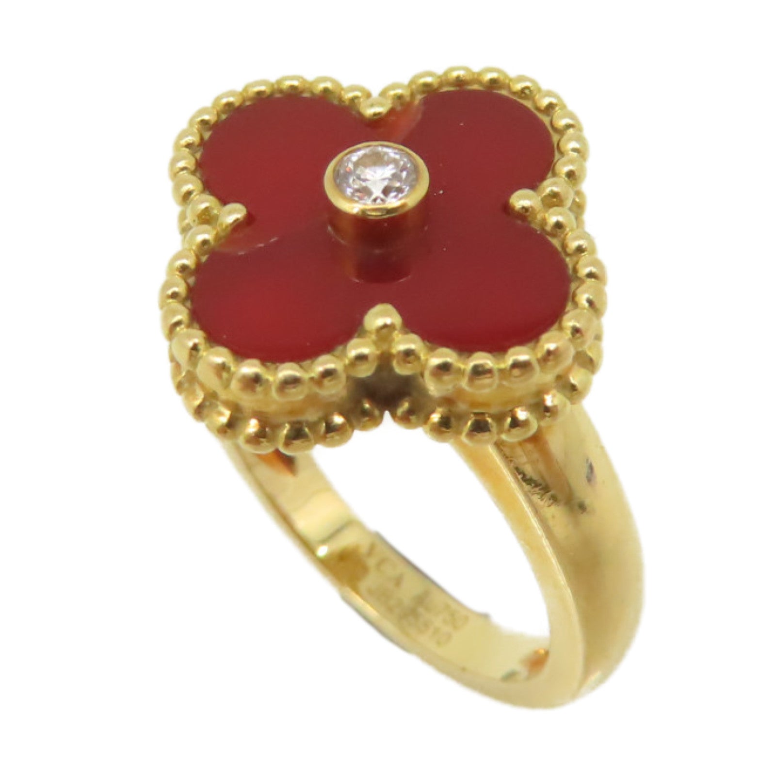 Van Cleef & Arpels 【激減優惠】18K黃金/紅玉髓/鑽石Vintage Alhambra Ring戒指紅色/金色#50/US#5