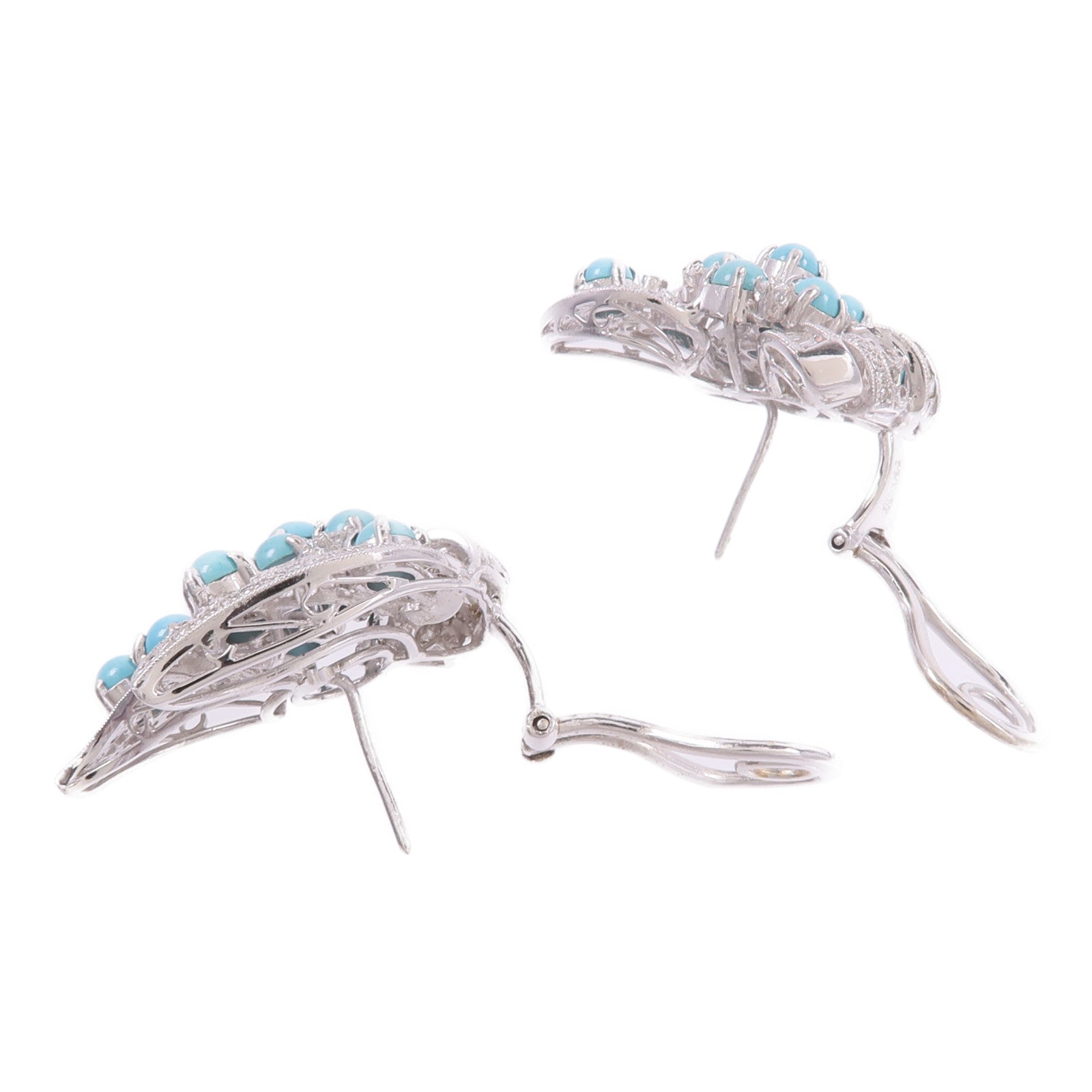 JEWELRY 18K白金Turquoise Diamond Earrings綠松石/鑽石耳環