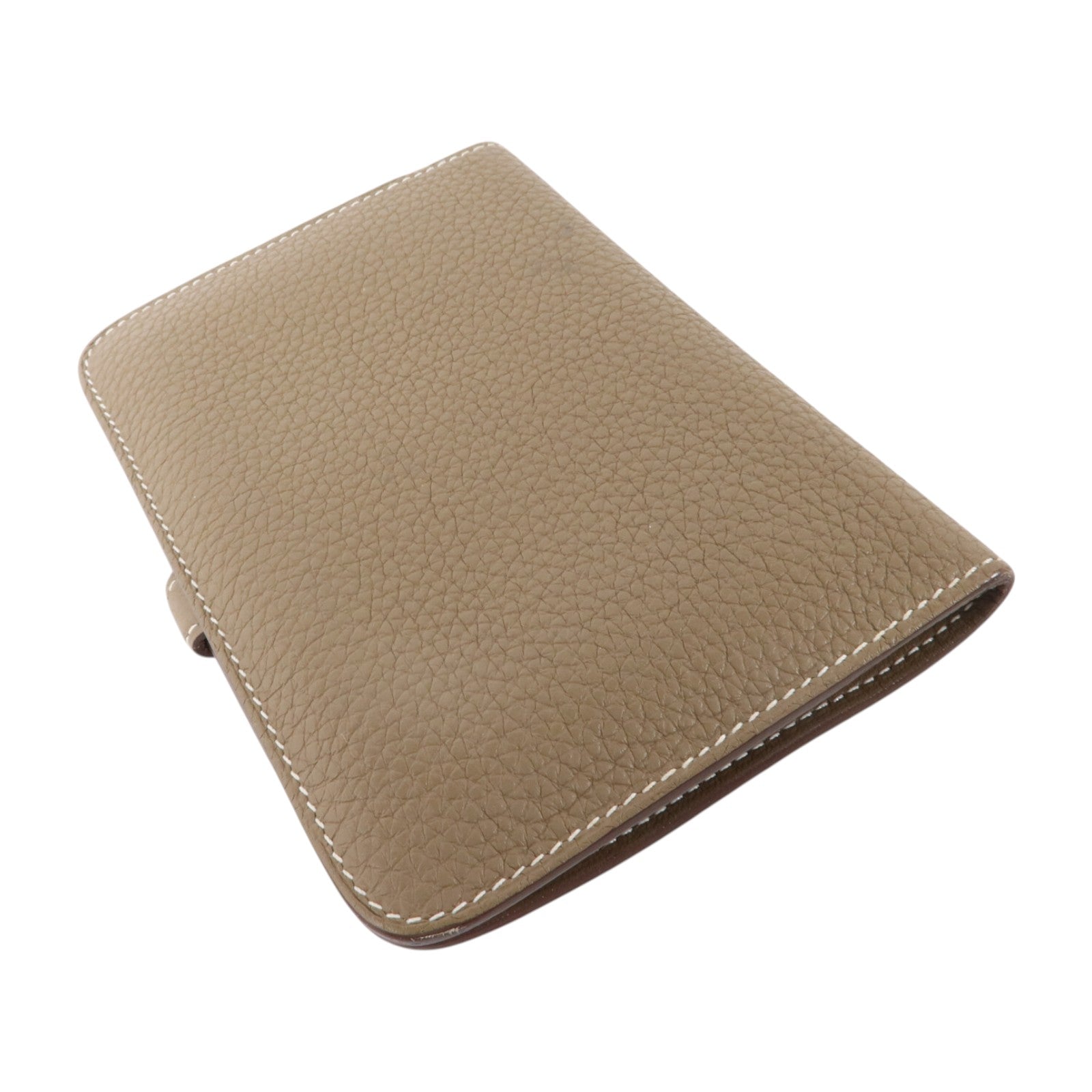 HERMES Togo皮革Dogon Compact Wallet銀扣錢包Etoupe