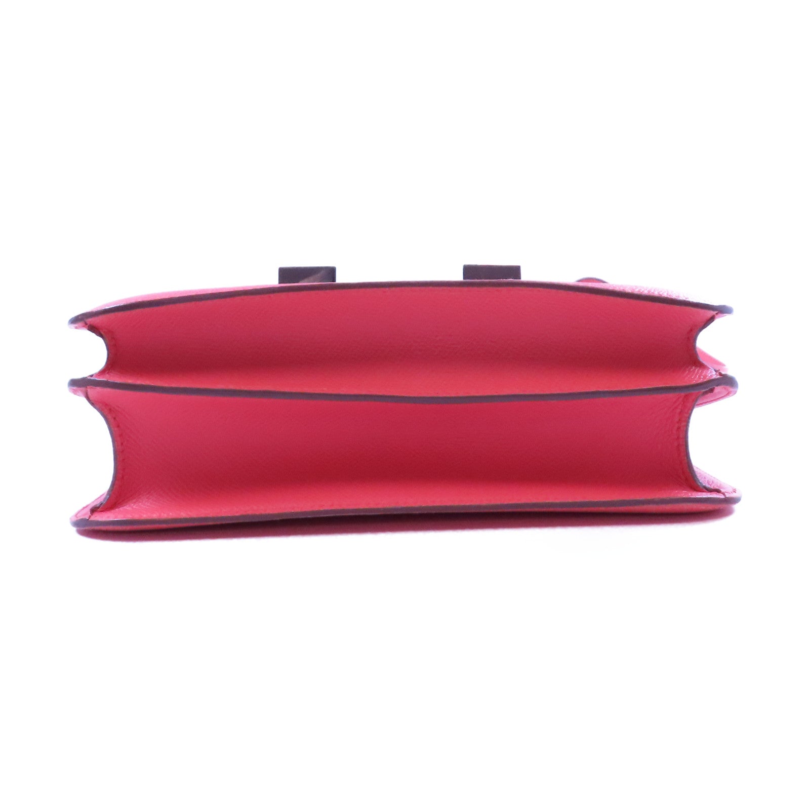 HERMES Epsom leather Constance 24 silver shoulder bag Flamingo/fire crane po...