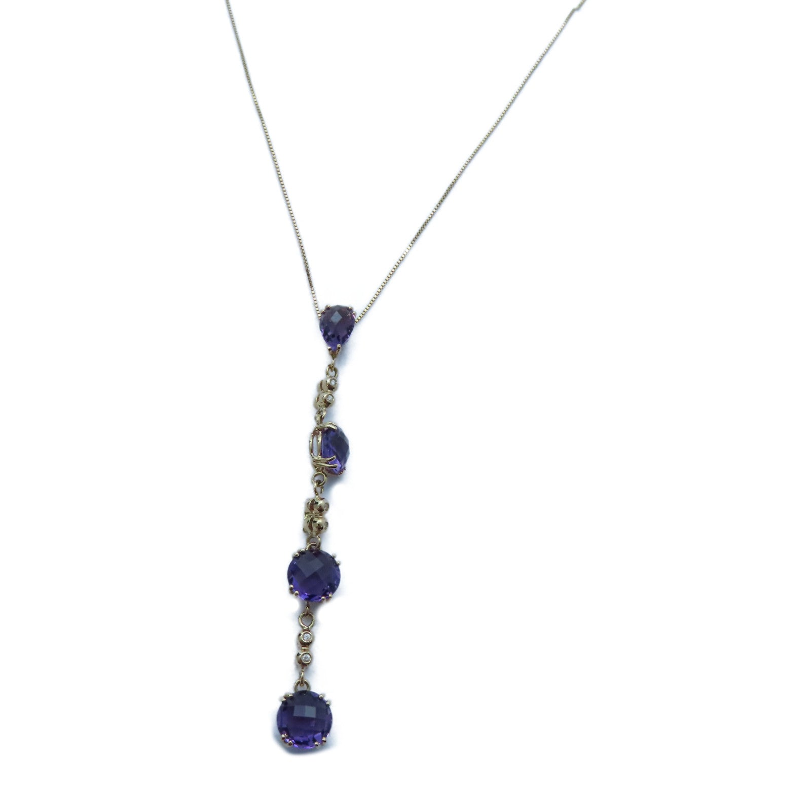 JEWELRY 18K黃金Amethyst/Diamond Necklace紫晶/0.03ct鑽石項鍊#40cm