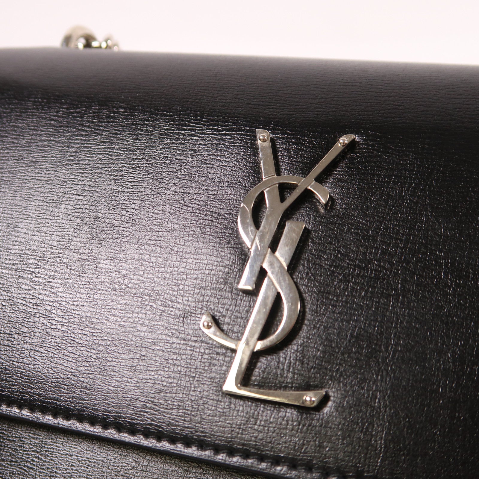 SAINT LAURENT 牛皮皮革Sunset Medium銀扣鏈帶肩背袋