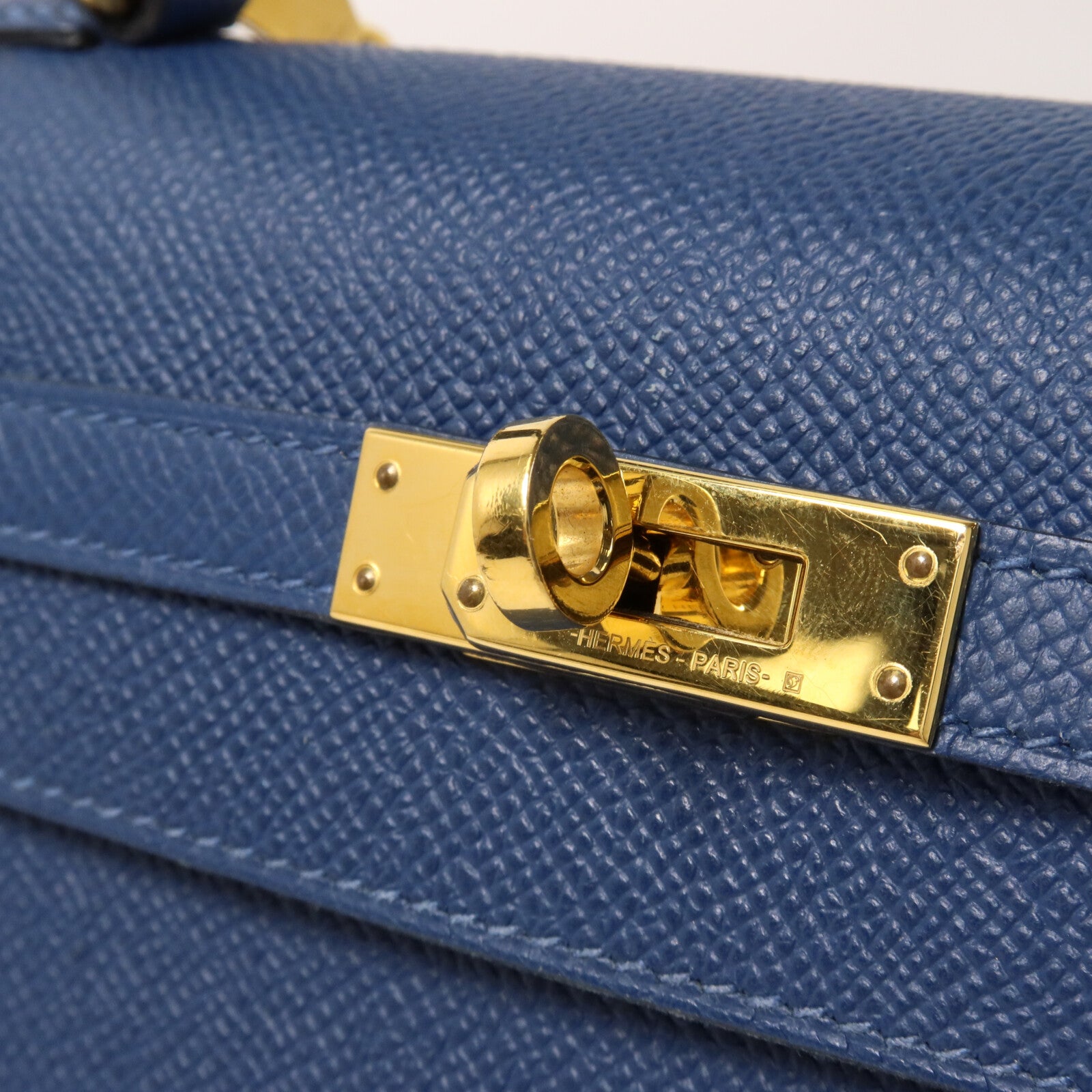 HERMES Epsom皮革皮革Kelly 25手挽肩背兩用袋Deep Blue