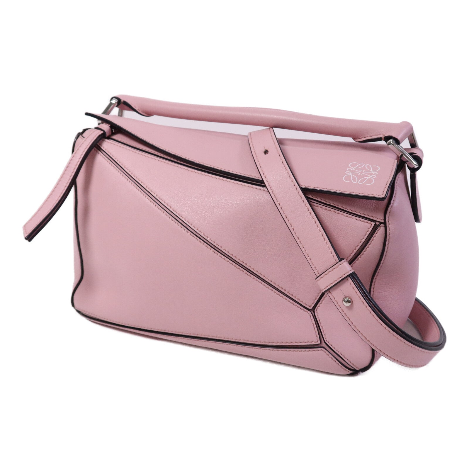 LOEWE 牛皮皮革Puzzle Small銀扣手挽肩背兩用袋