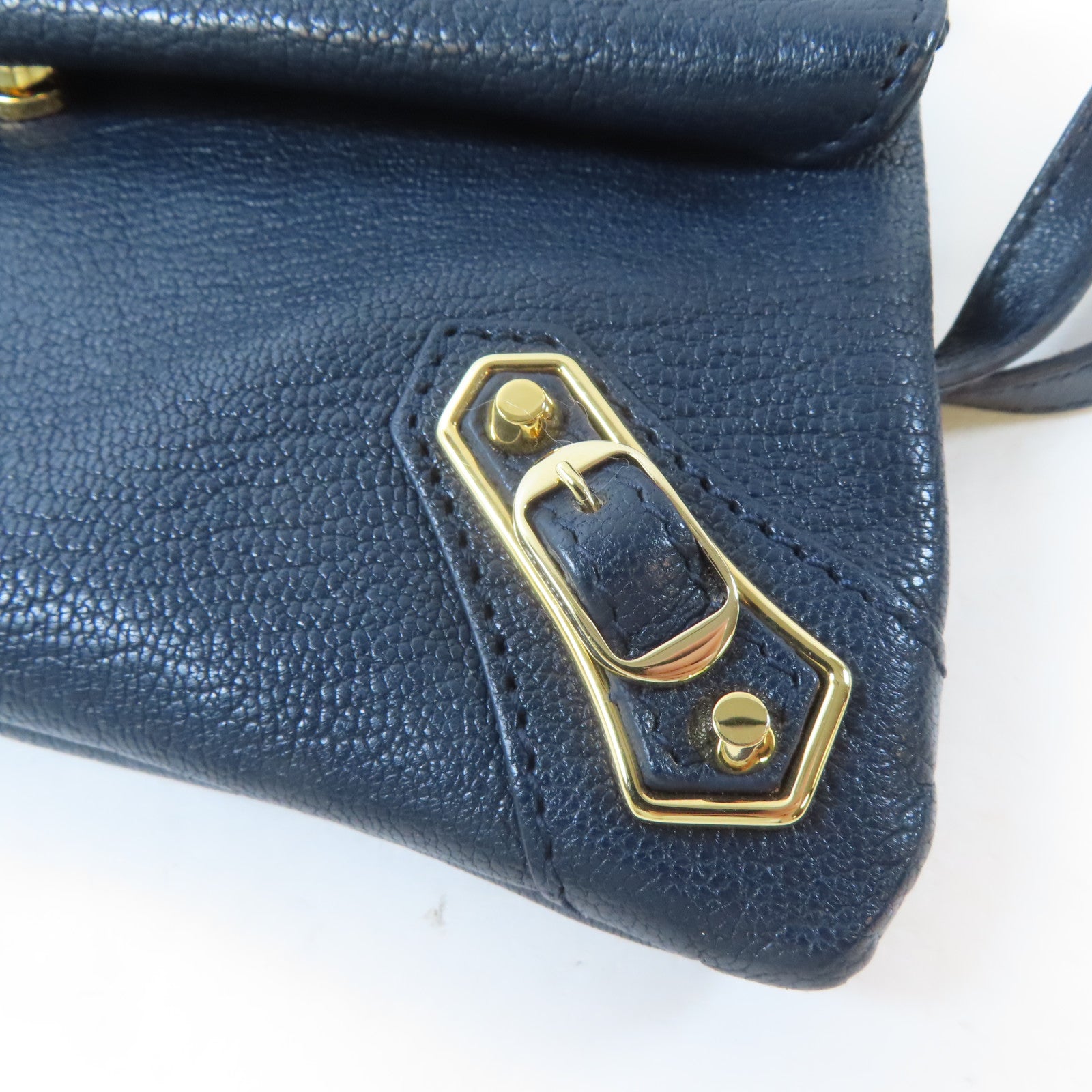 BALENCIAGA 牛皮皮革Shoulder Bag金扣肩背袋藍色