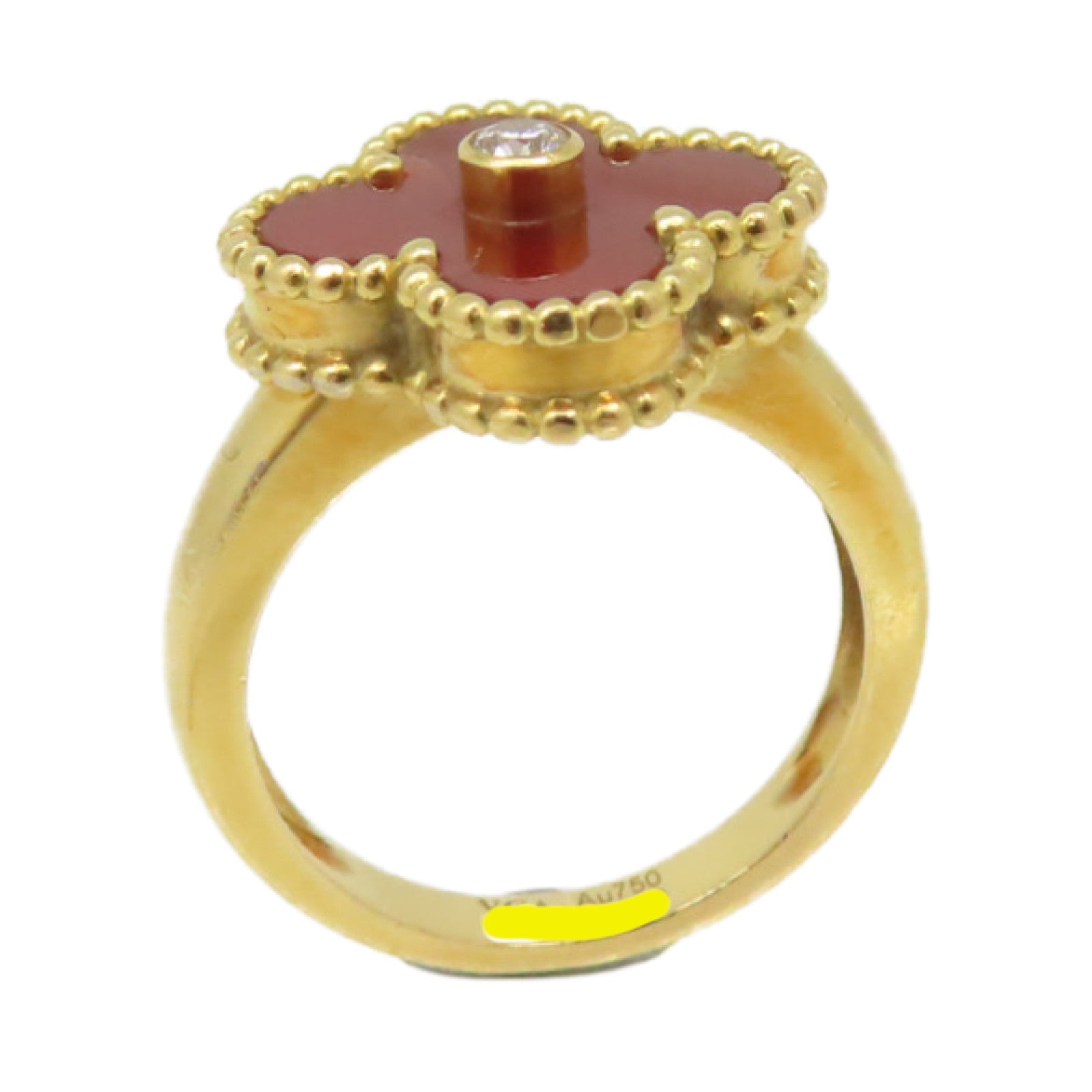 Van Cleef & Arpels 【激減優惠】18K黃金/紅玉髓/鑽石Vintage Alhambra Ring戒指紅色/金色#50/US#5