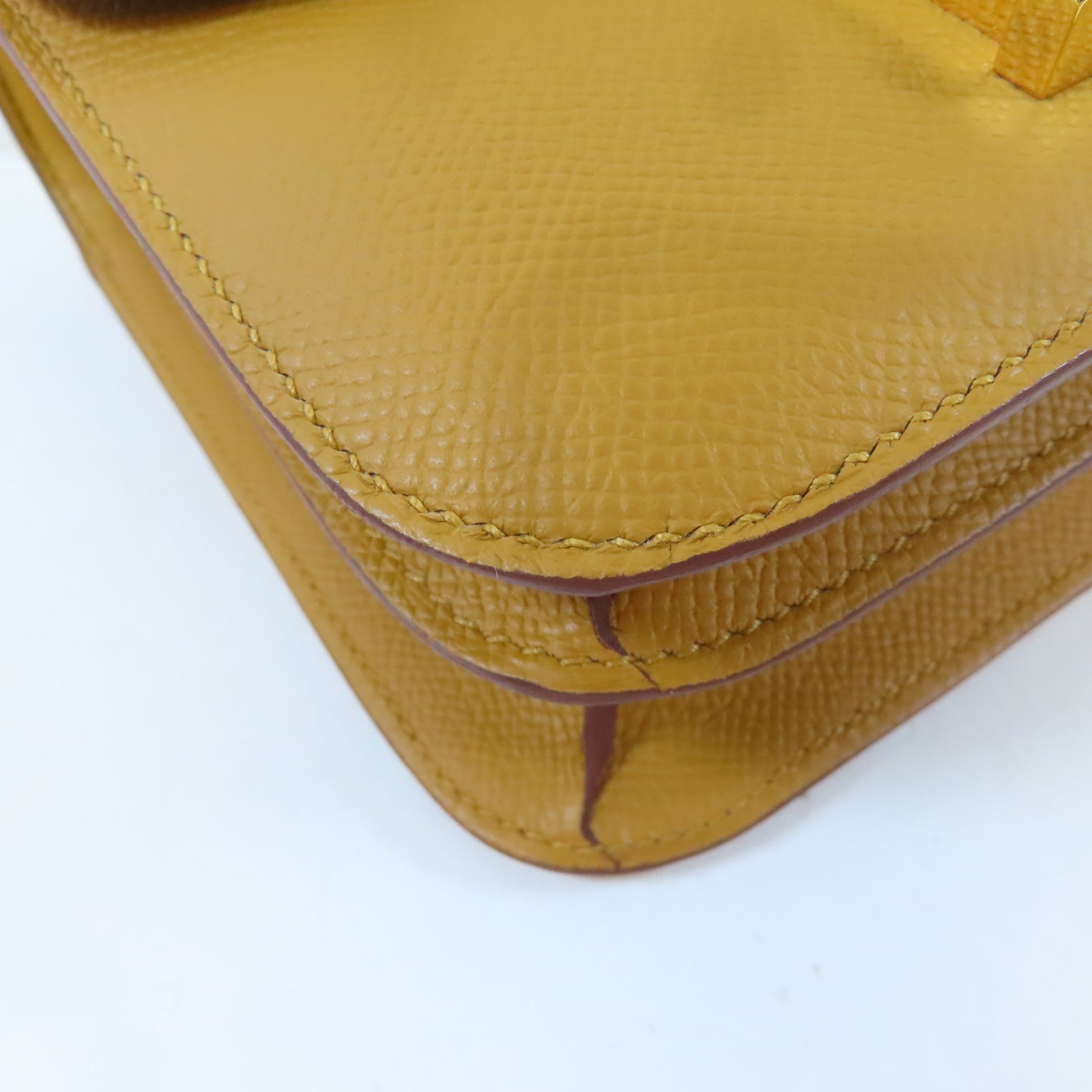 HERMES Epsom皮革Constance Mini金扣肩背袋Sesame/淺啡色