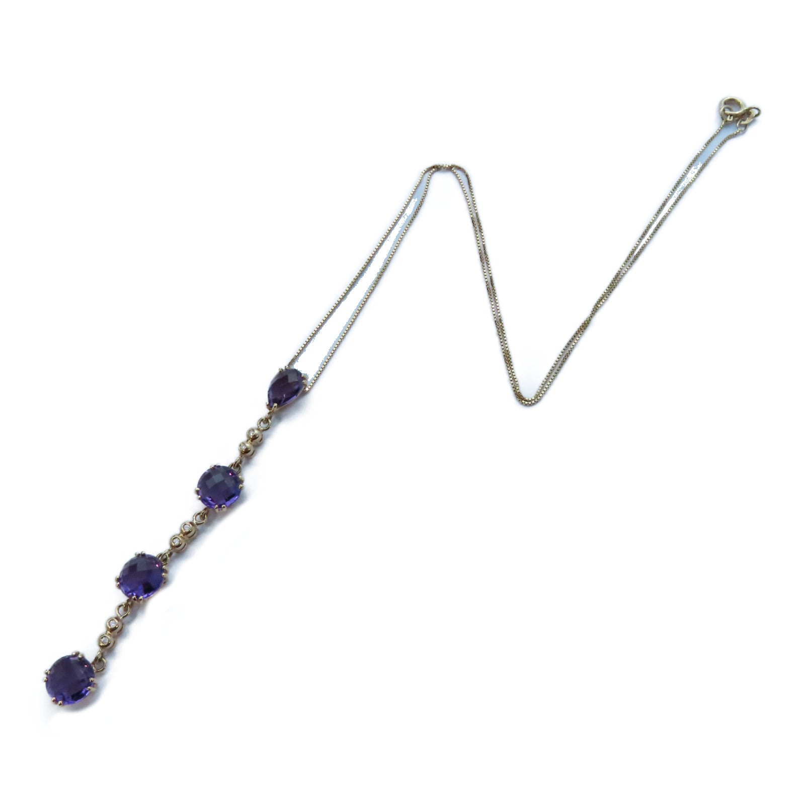JEWELRY 18K黃金Amethyst/Diamond Necklace紫晶/0.03ct鑽石項鍊#40cm
