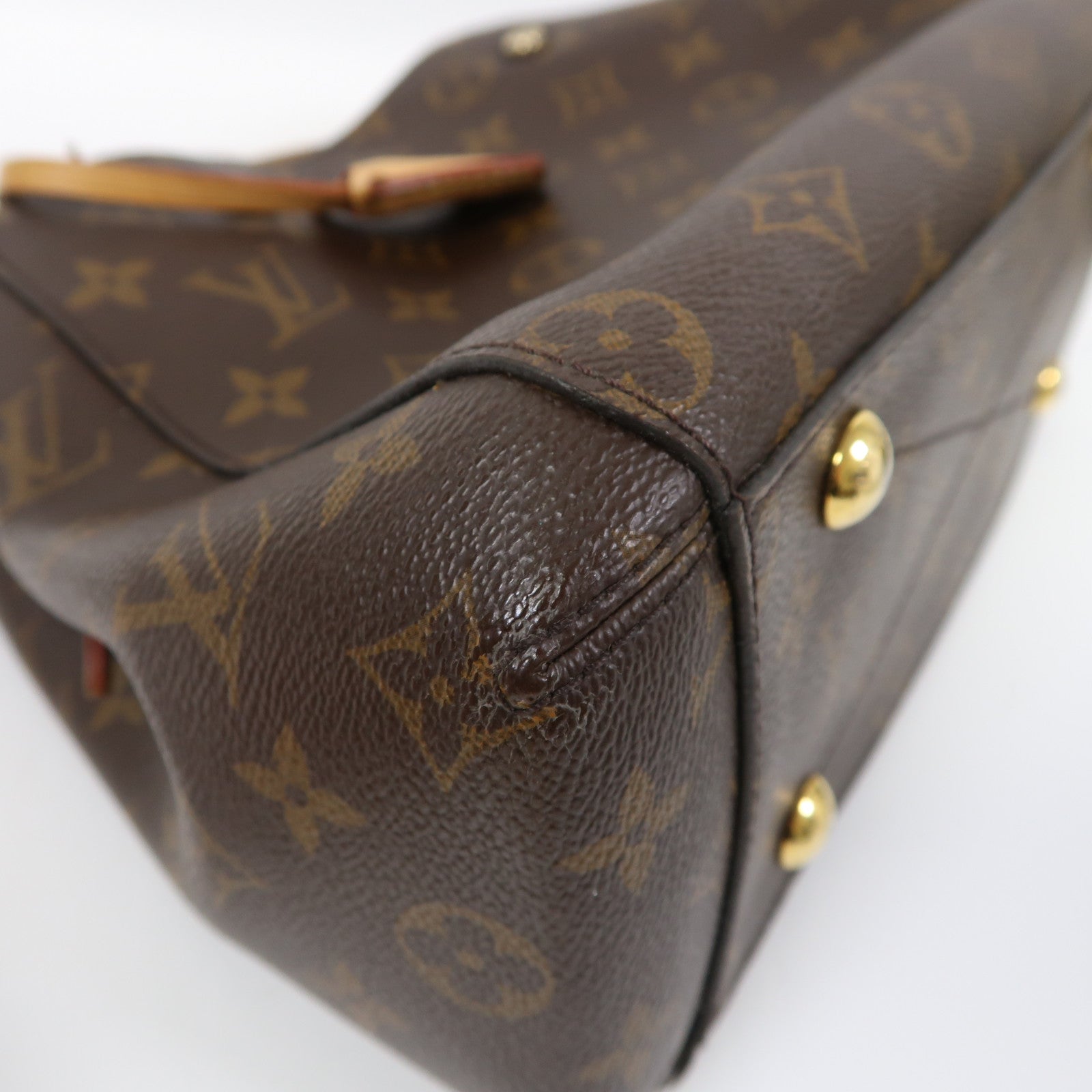 LOUIS VUITTON Monogram Montaigne BB金扣手挽肩背兩用袋棕色