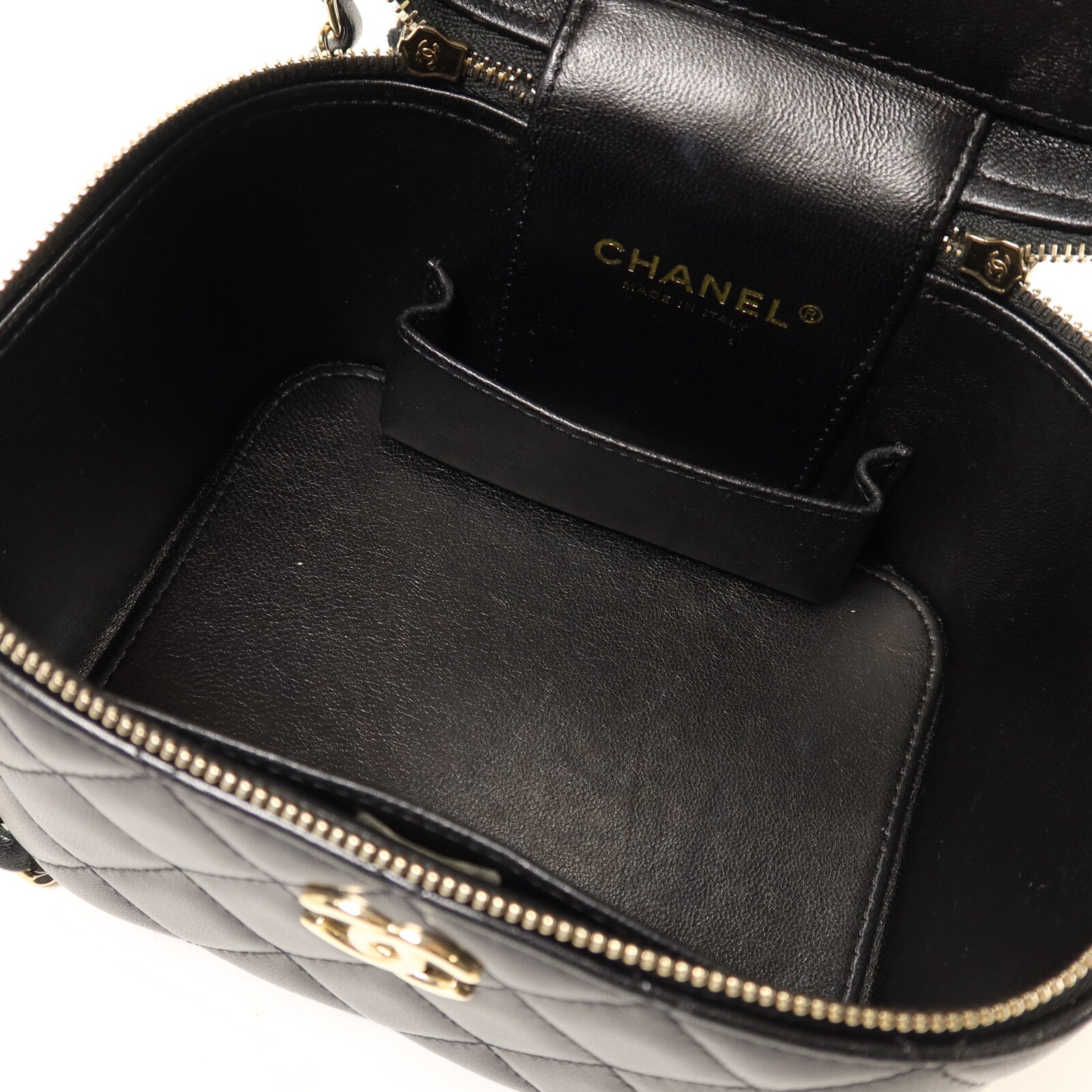 CHANEL 羊皮皮革Vanity Case金扣鏈帶手挽肩背袋