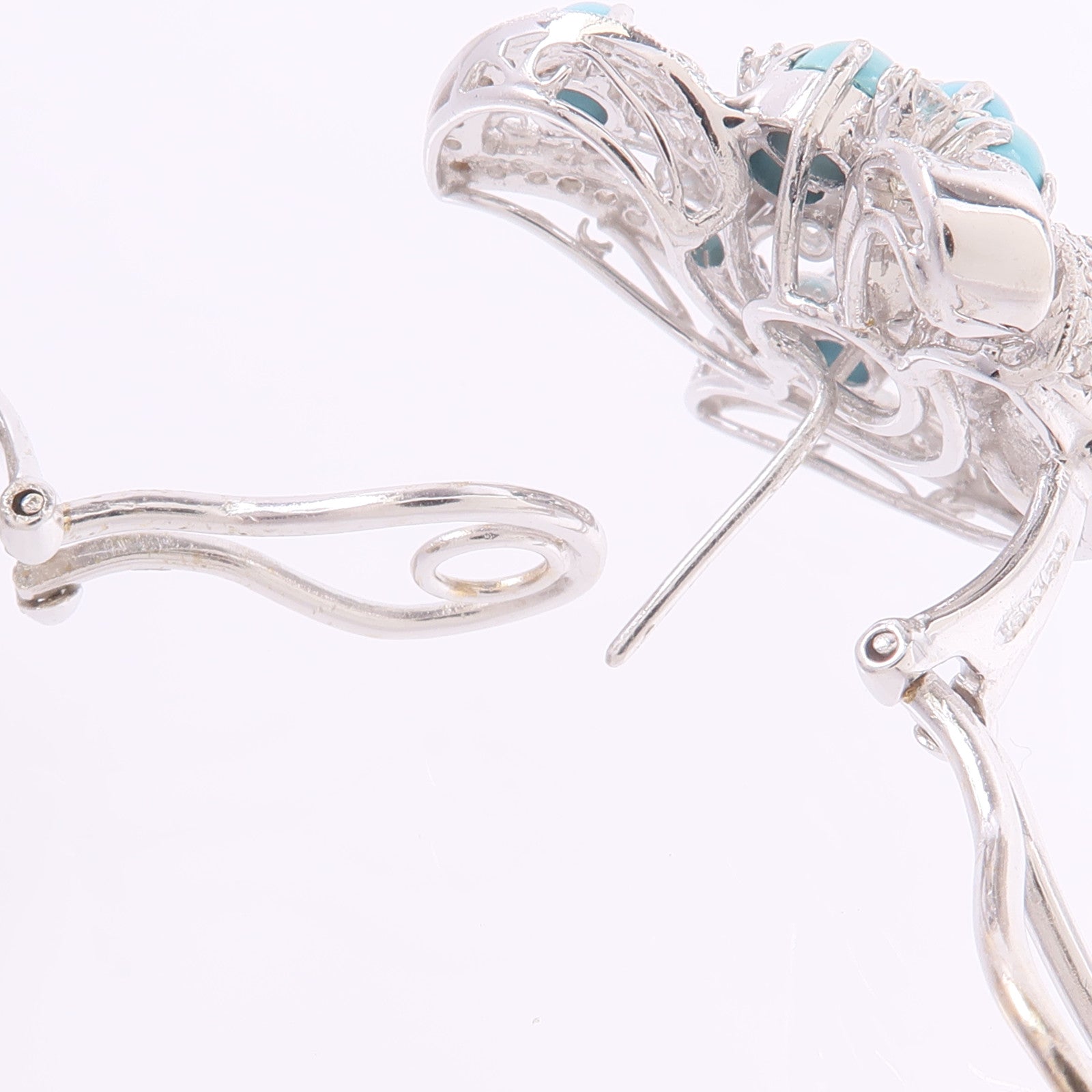 JEWELRY 18K白金Turquoise Diamond Earrings綠松石/鑽石耳環