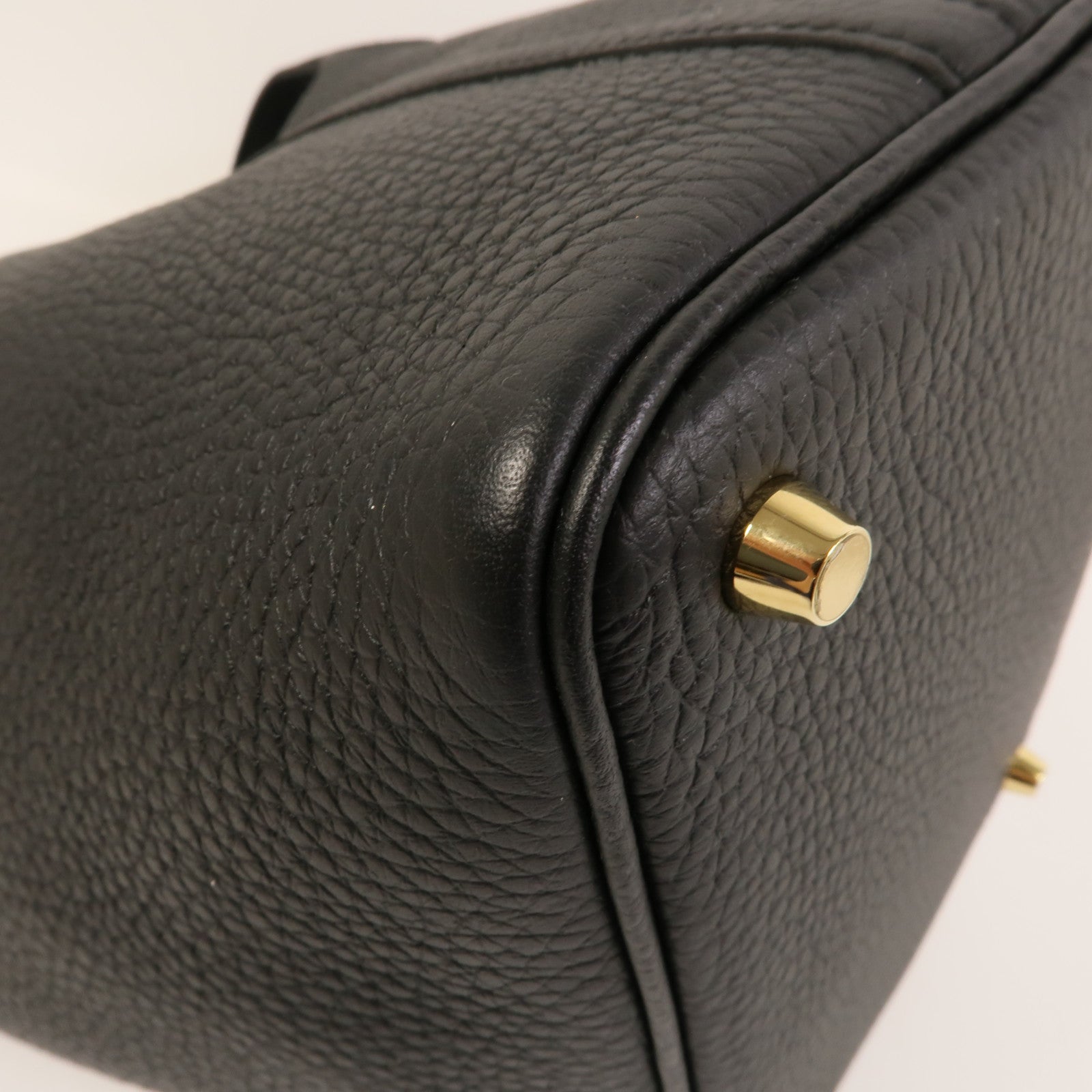 HERMES Clemence皮革Picotin PM手挽袋Noir