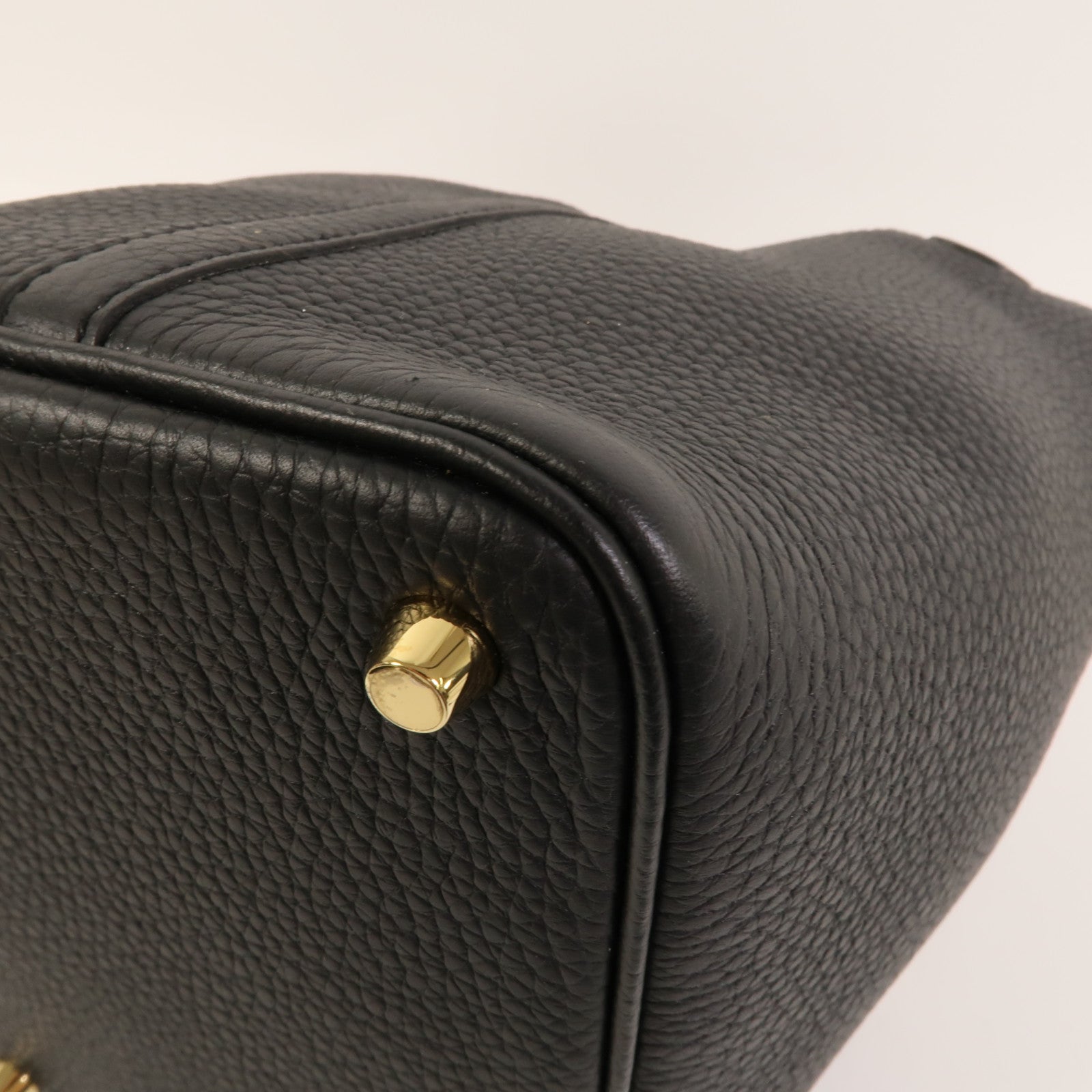 HERMES Clemence皮革Picotin PM手挽袋Noir