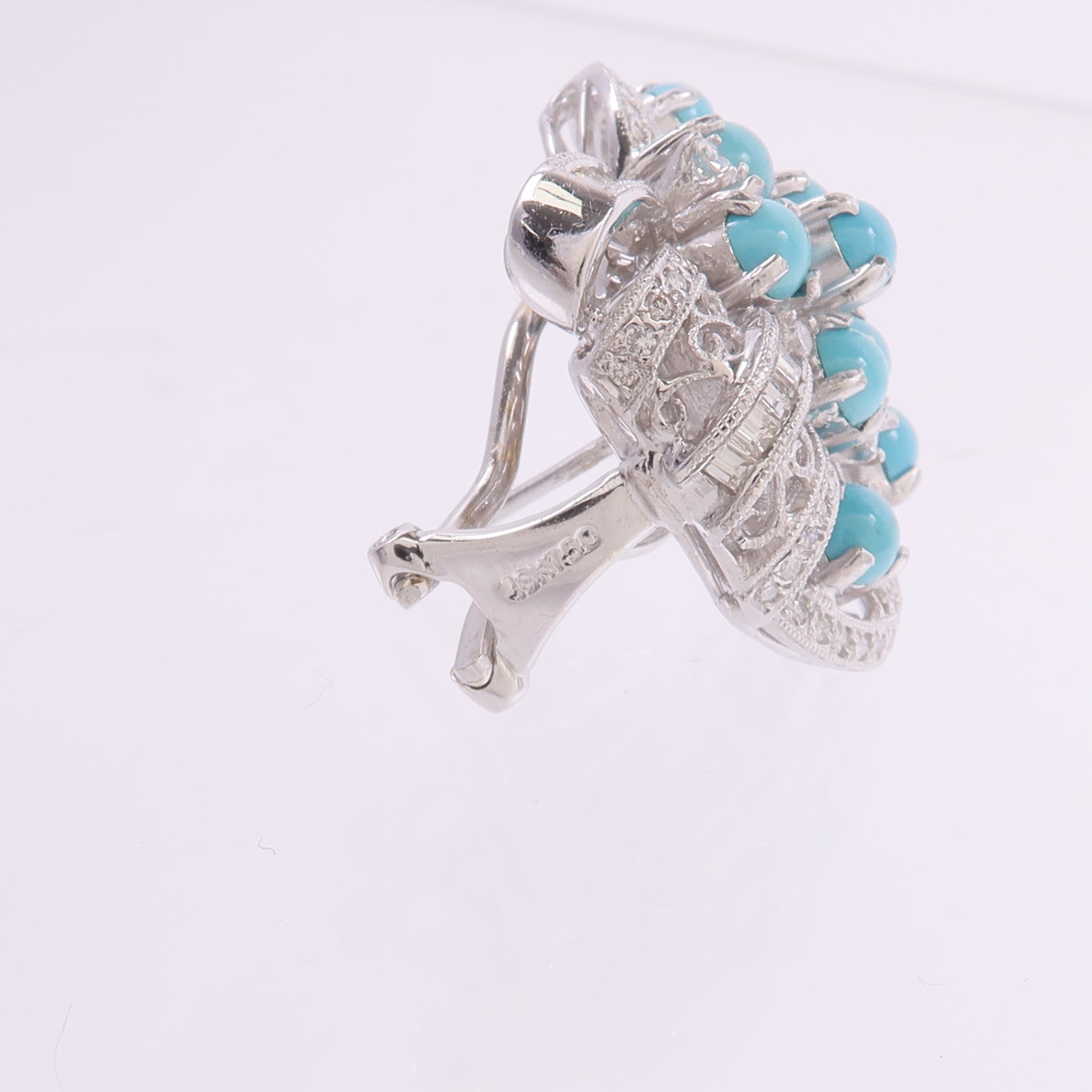 JEWELRY 18K白金Turquoise Diamond Earrings綠松石/鑽石耳環