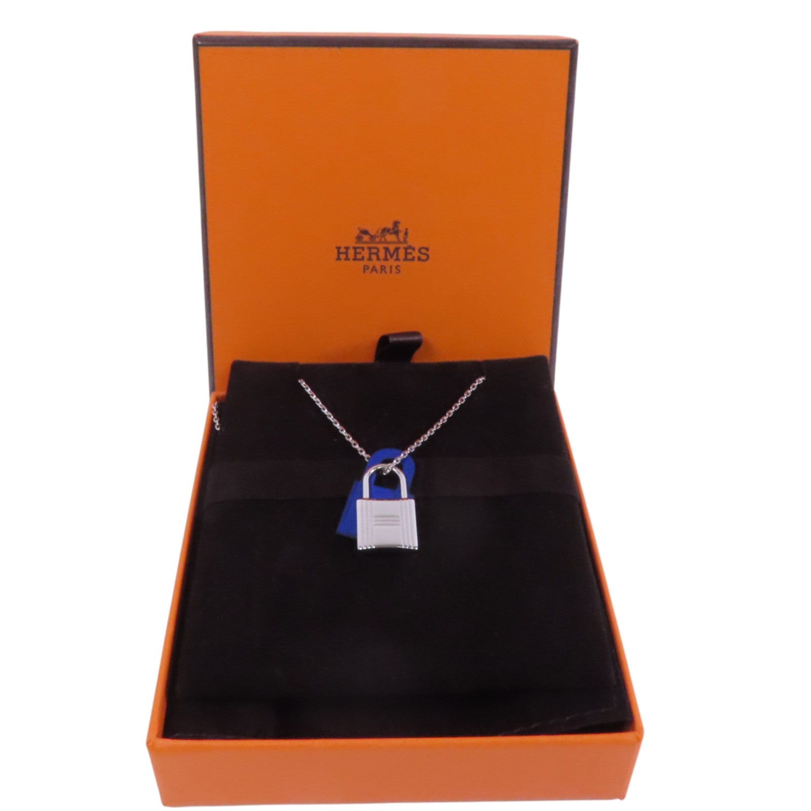 HERMES 牛皮皮革O'Kelly Necklace銀扣項鏈