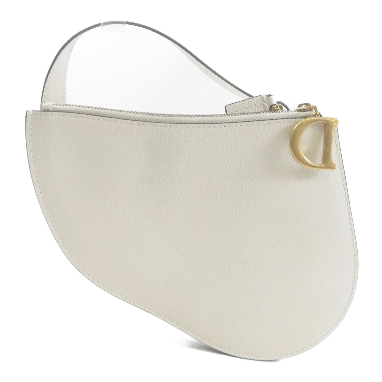 Dior 牛皮皮革Saddle Trio Crossbody Pouch金扣肩背袋白色