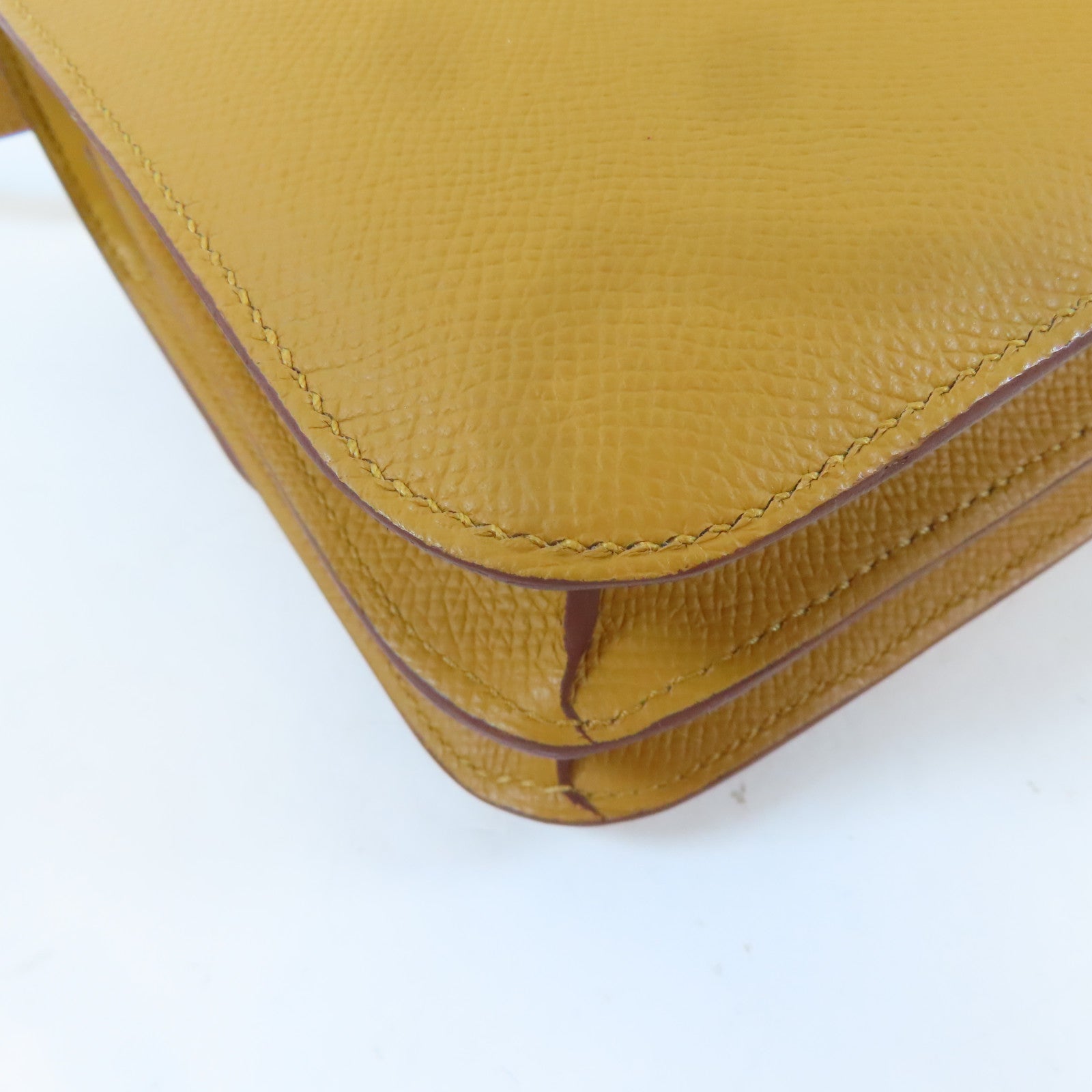 HERMES Epsom皮革Constance Mini金扣肩背袋Sesame/淺啡色