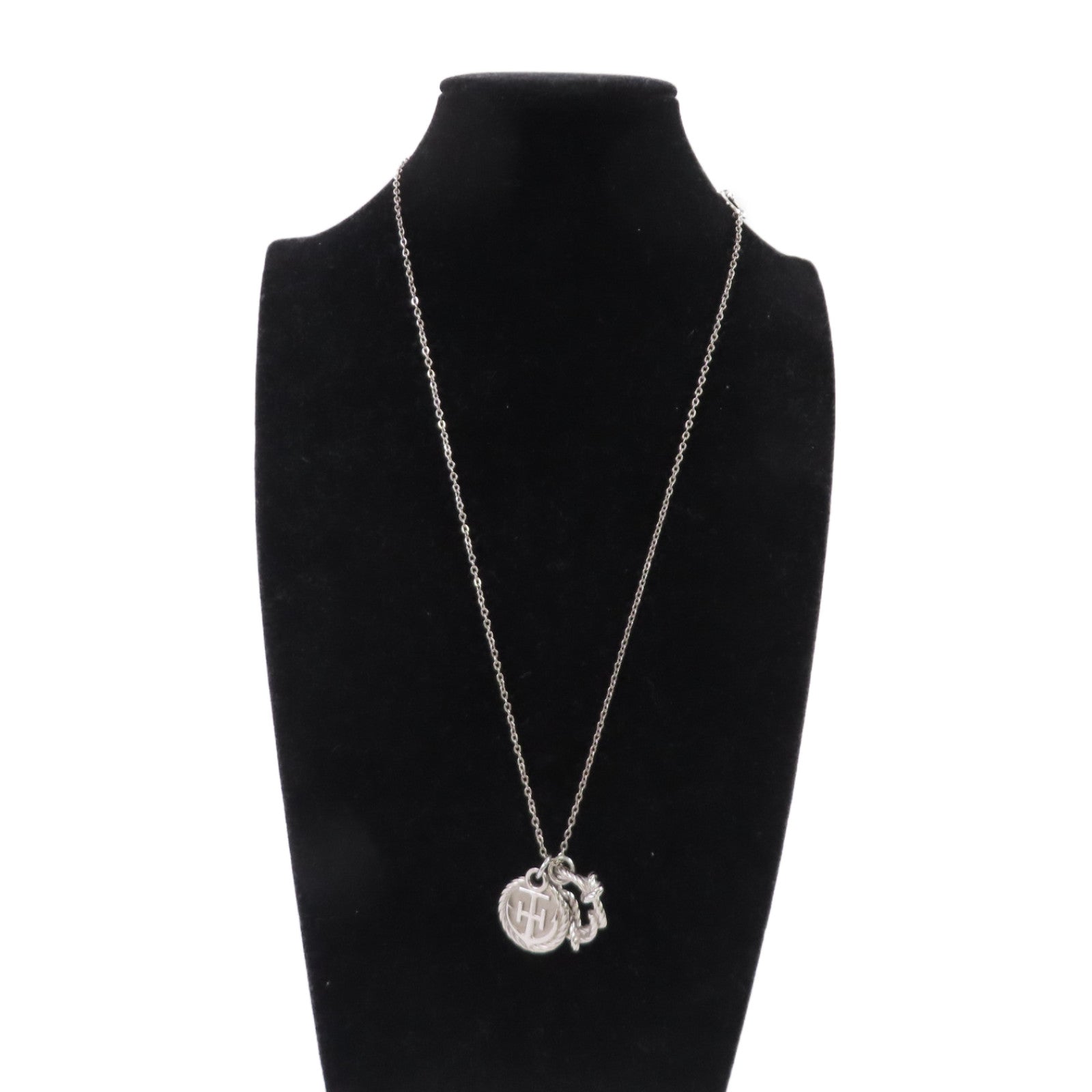 HERMES 鈀金Cordage Necklace銀扣項鏈銀色