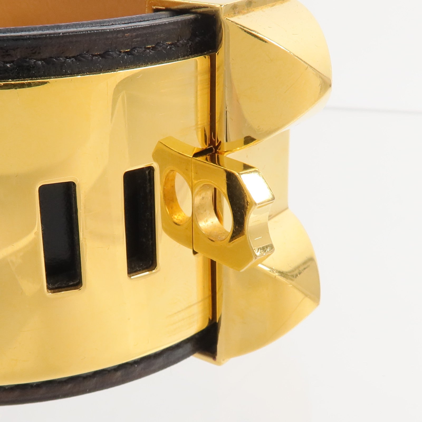 HERMES Box Calf皮革Collier de Chien手鐲Noir