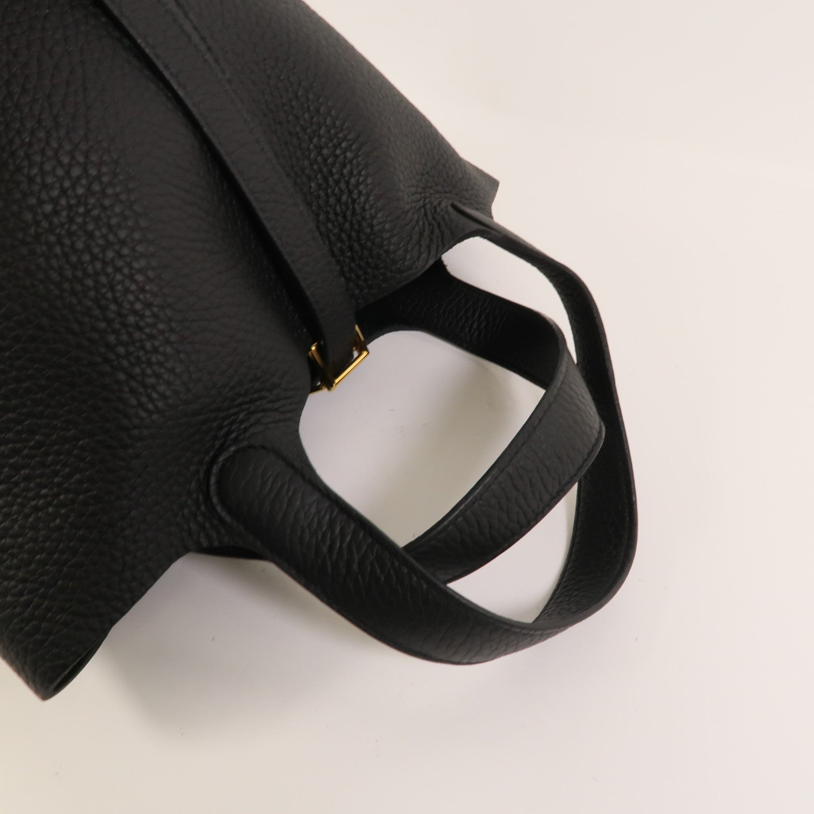 HERMES Clemence皮革Picotin PM手挽袋Noir