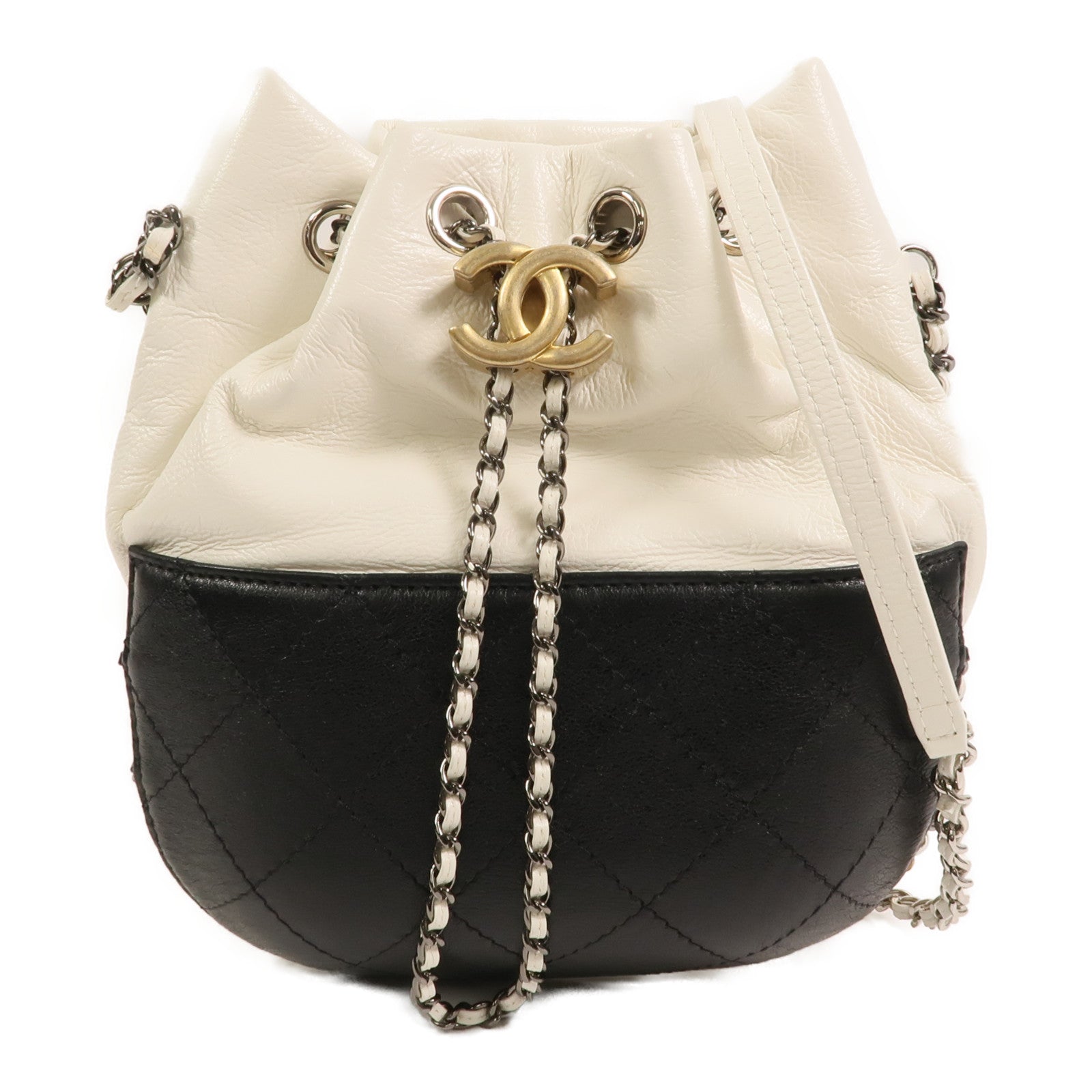 CHANEL 牛皮皮革Gabrielle Bucket鏈帶肩背袋
